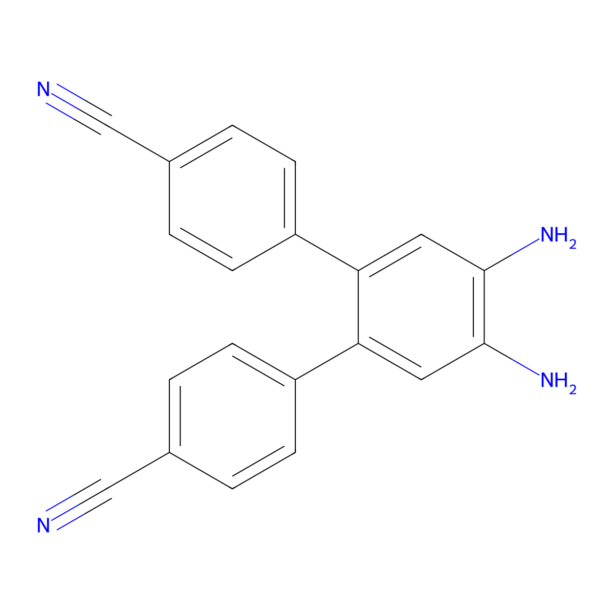 4',5'-Diamino-[1,1':2',1''-terphenyl]-4,4''-dicarbonitrile molecular structure, CAS 2624998-12-3