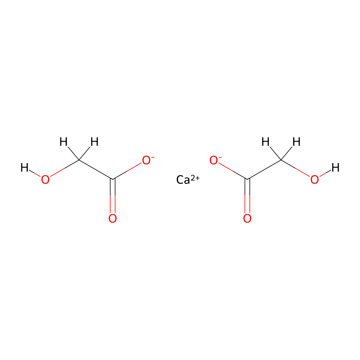 Glycolic acid, calcium salt molecular structure, CAS 26257-13-6