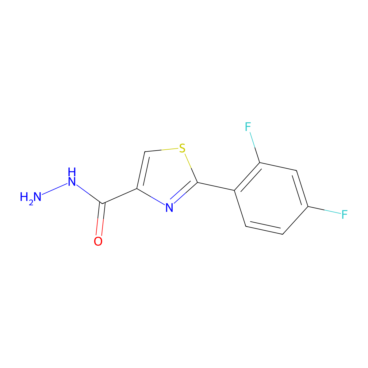 2-(2,4-Difluorophenyl)thiazole-4-carbohydrazide molecular structure, CAS 262589-16-2