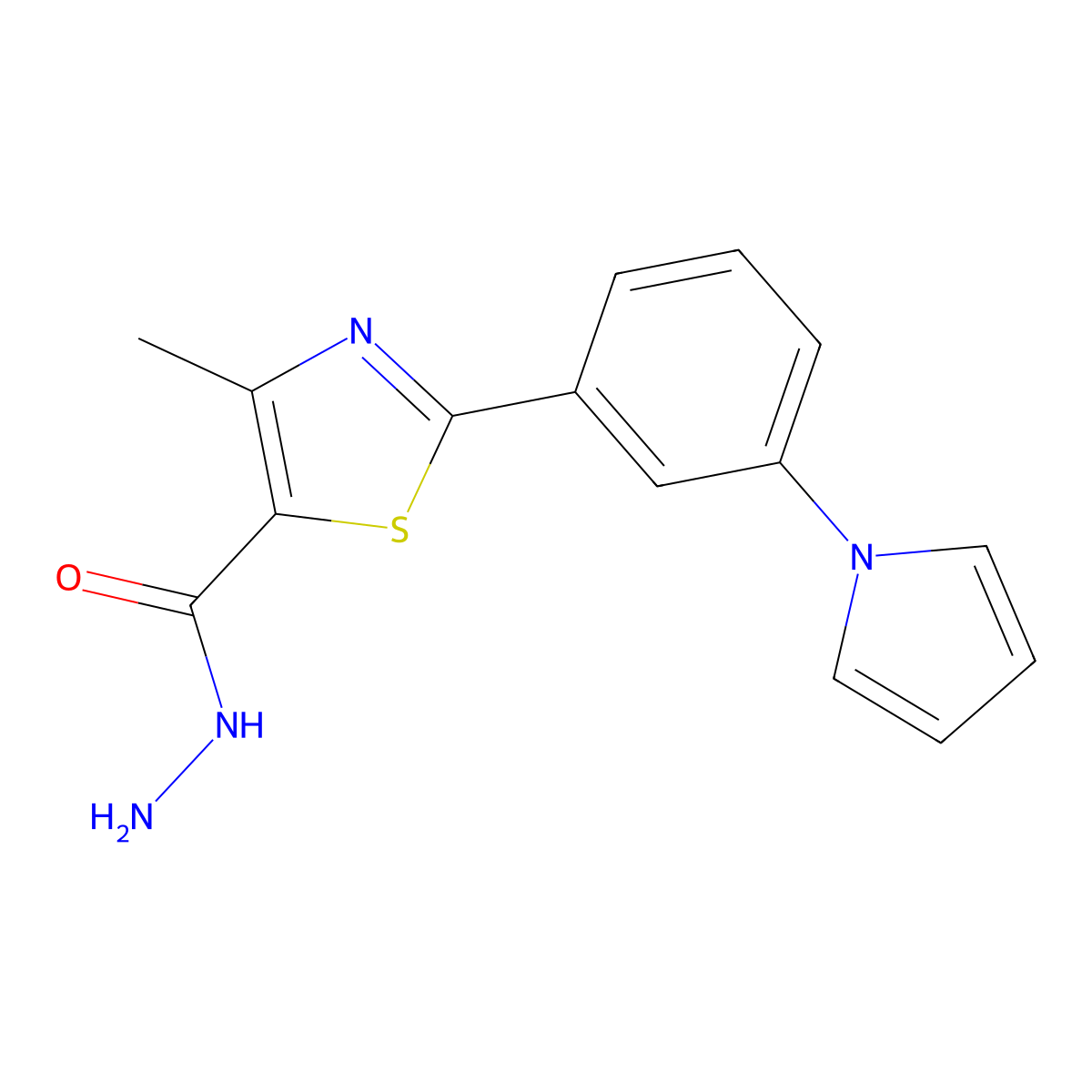 4-methyl-2-[3-(1H-pyrrol-1-yl)phenyl]-1,3-thiazole-5-carbohydrazide molecular structure, CAS 262589-42-4