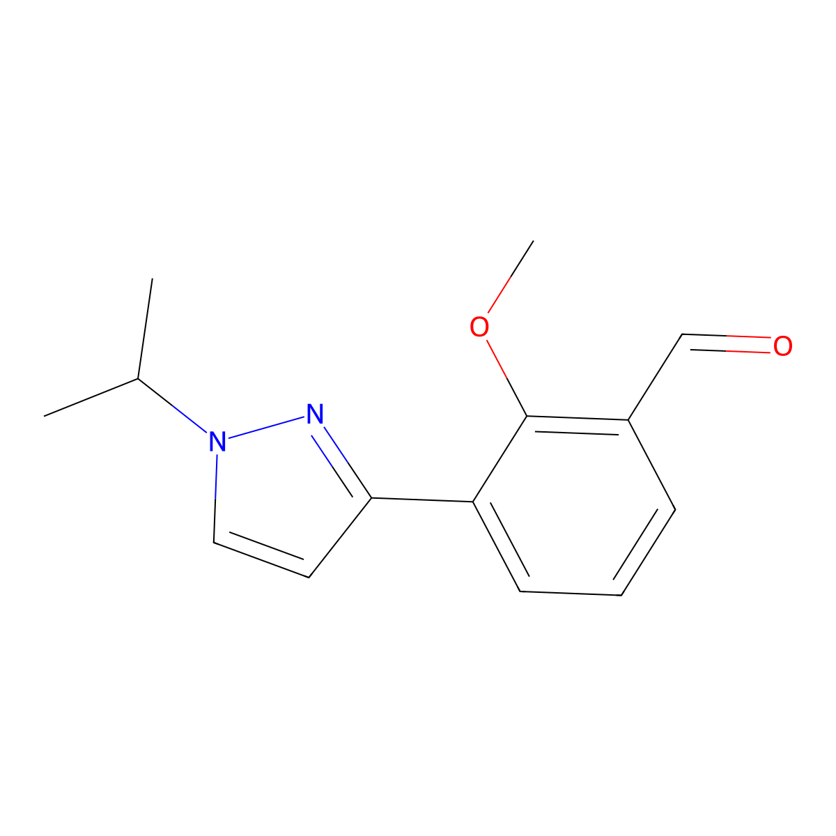 3-(1-isopropyl-1H-pyrazol-3-yl)-2-methoxybenzaldehyde molecular structure, CAS 2625949-85-9