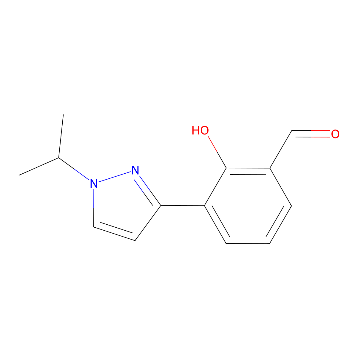 2-hydroxy-3-(1-isopropyl-1H-pyrazol-3-yl)benzaldehyde molecular structure, CAS 2625949-86-0