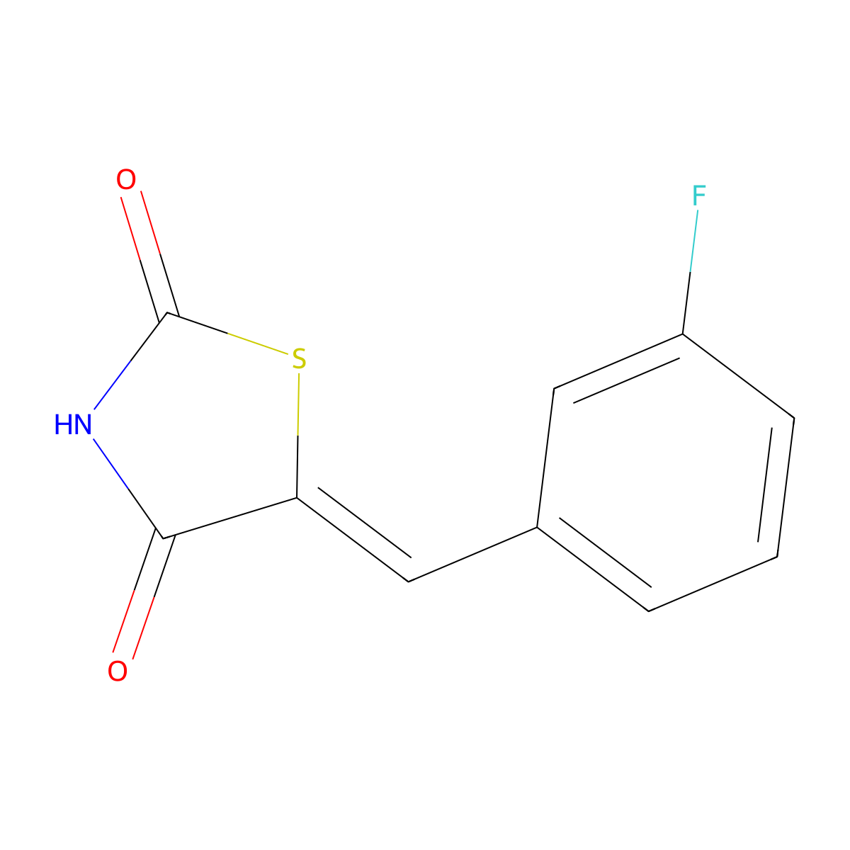 2,4-Thiazolidinedione, 5-[(3-fluorophenyl)methylene]- molecular structure, CAS 262601-88-7