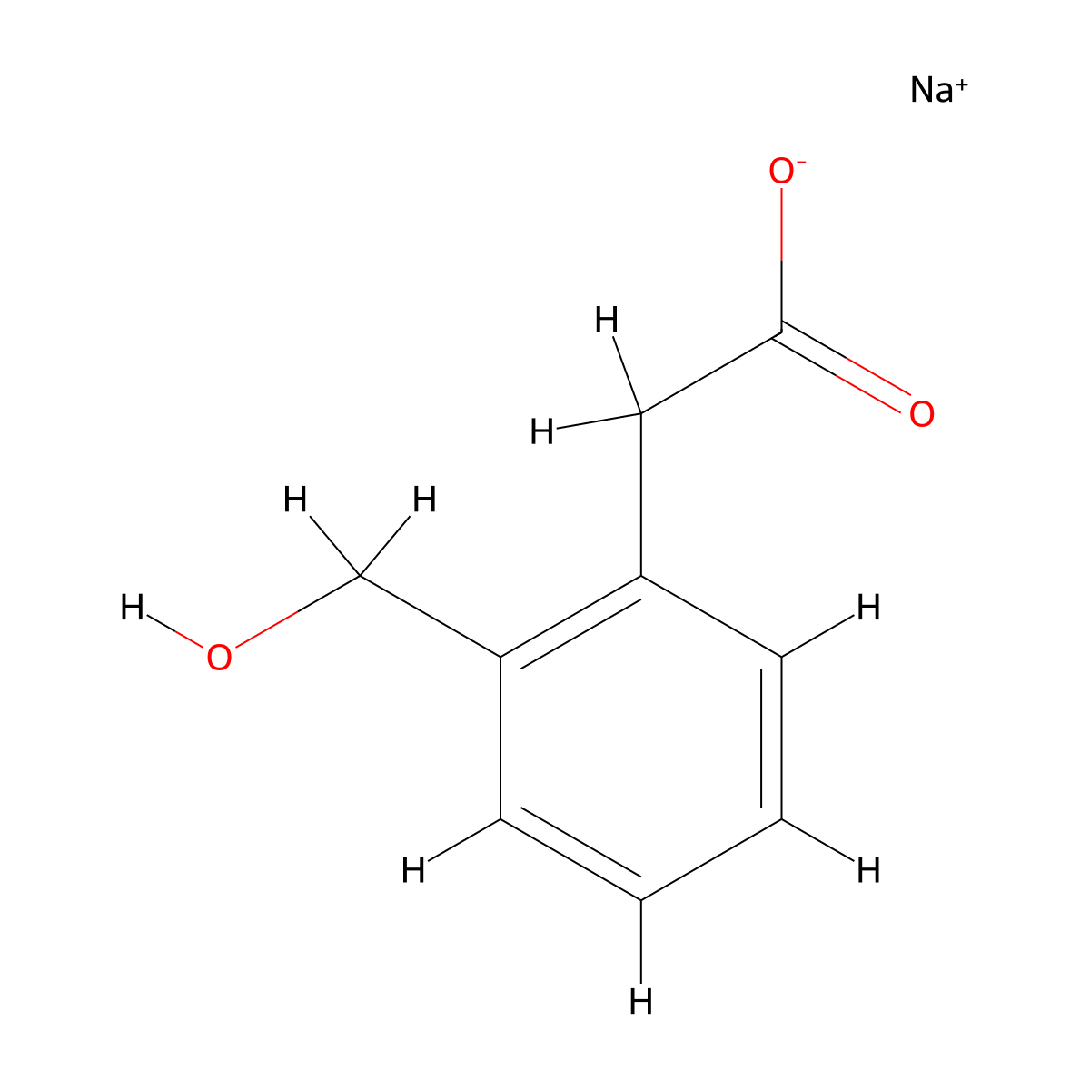 Sodium 2-[2-(hydroxymethyl)phenyl]acetate molecular structure, CAS 262603-24-7
