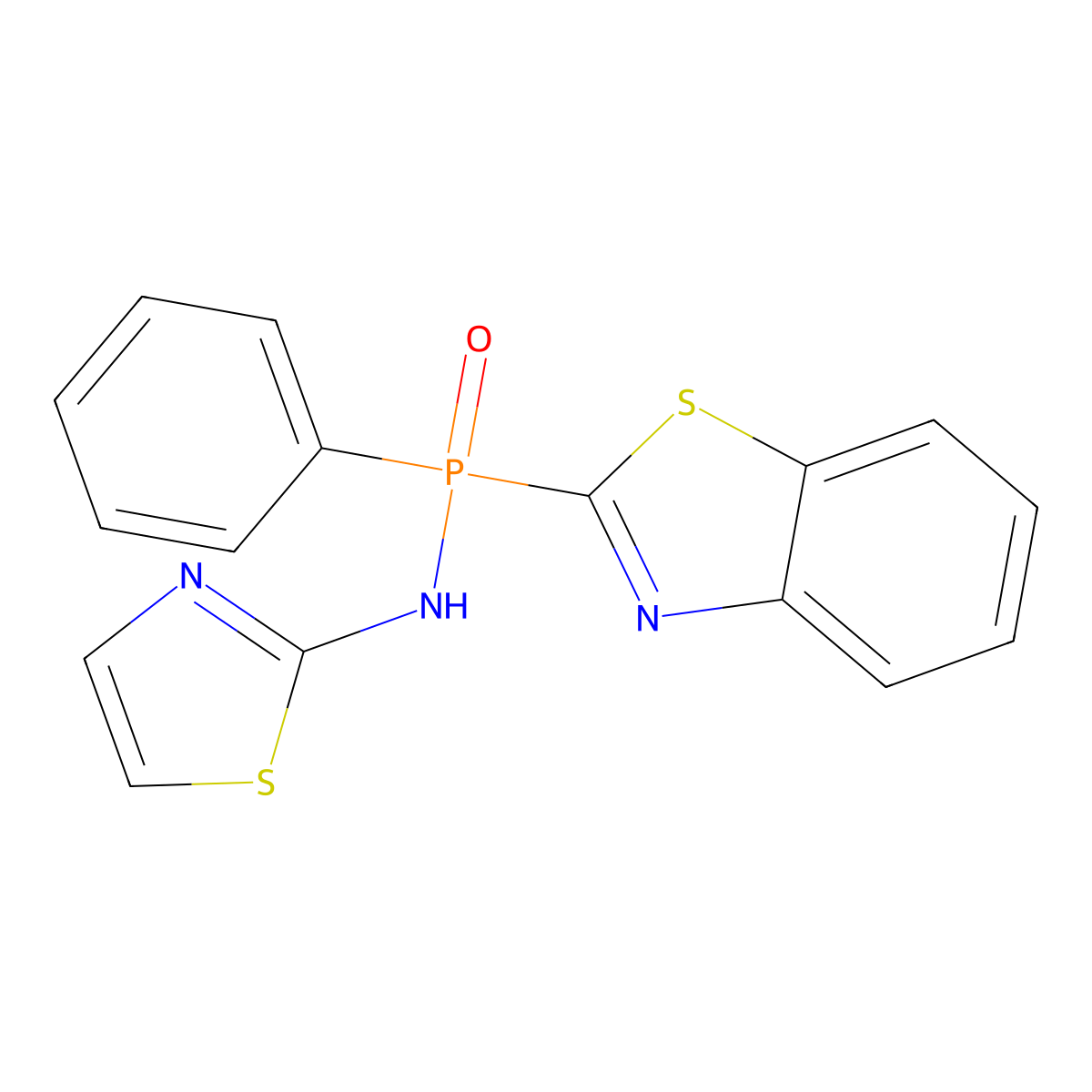 N-[1,3-benzothiazol-2-yl(phenyl)phosphoryl]-1,3-thiazol-2-amine molecular structure, CAS 262603-96-3