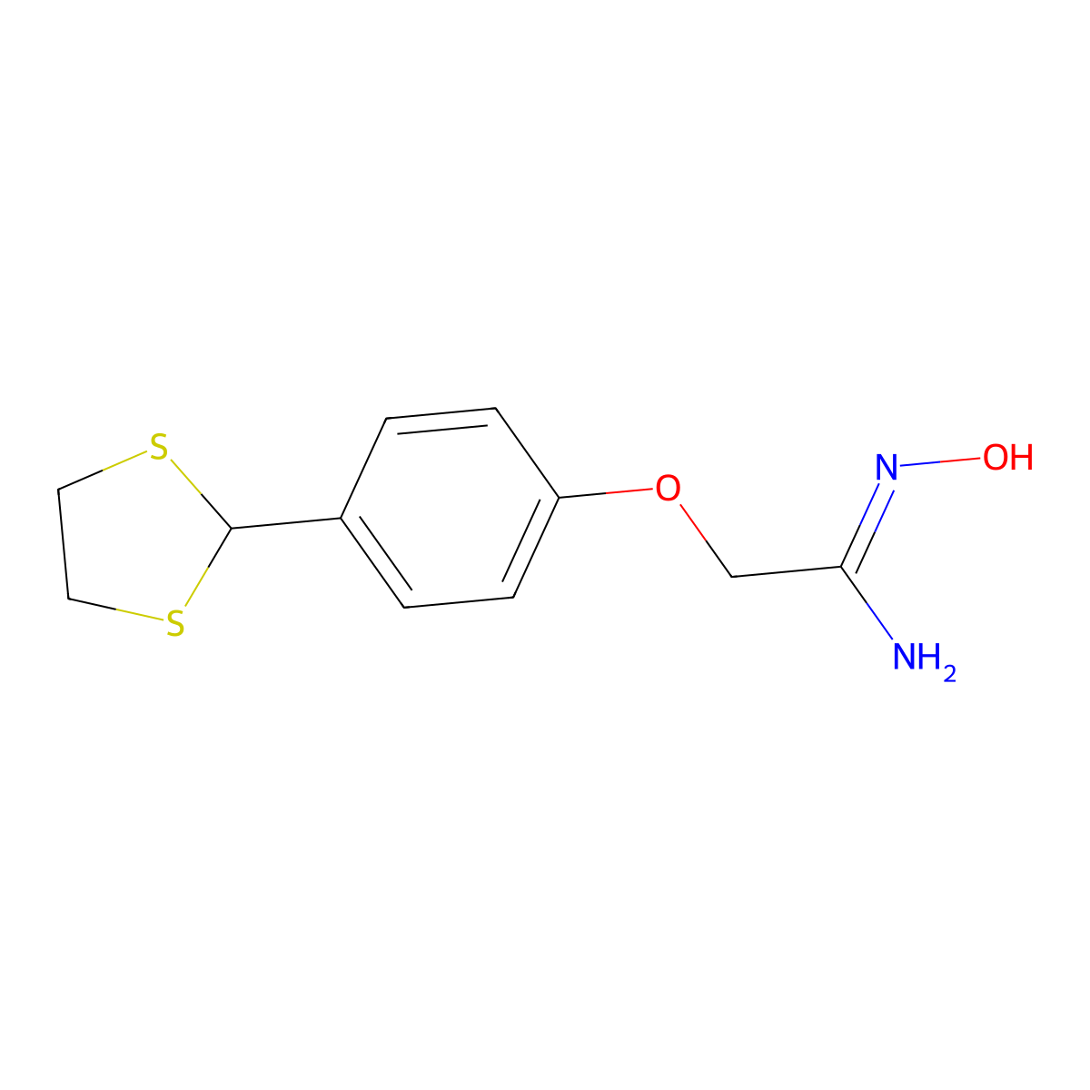2-[4-(1,3-Dithiolan-2-yl)phenoxy]-N-hydroxyethanimidamide molecular structure, CAS 262607-85-2