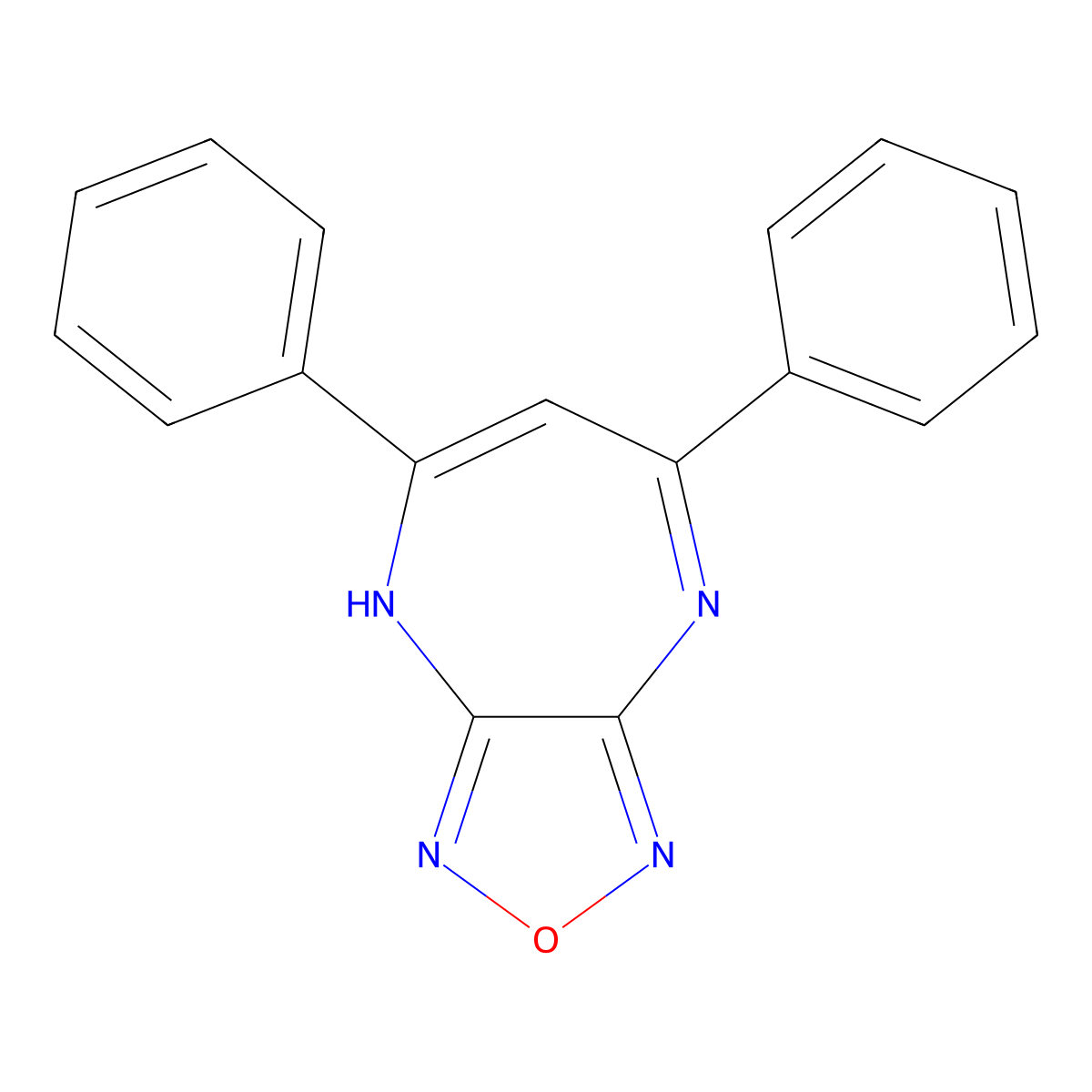 5,7-Diphenyl-4H-[1,2,5]oxadiazolo[3,4-b][1,4]diazepine molecular structure, CAS 26261-74-5
