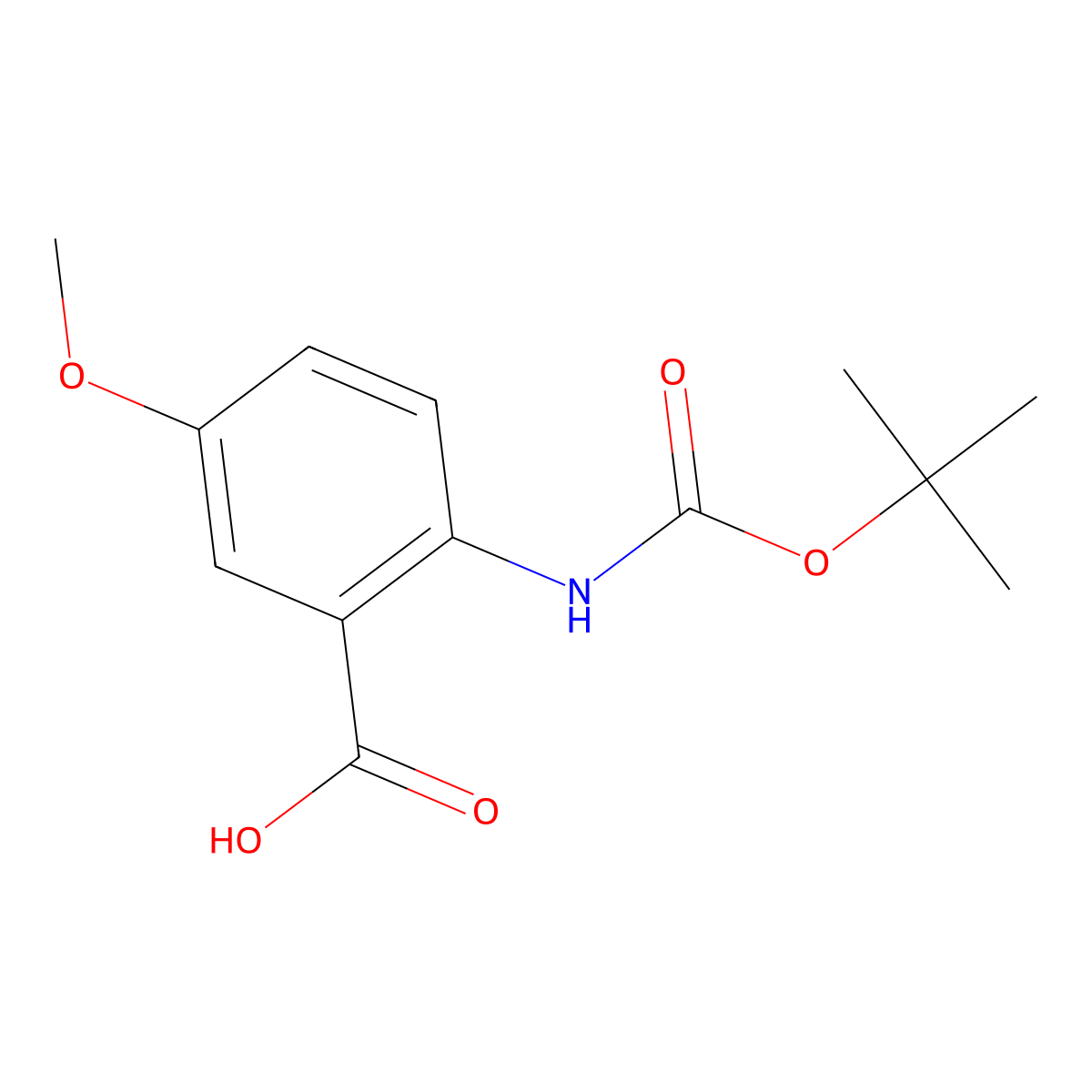 2-N-Boc-Amino-5-methoxybenzoic acid molecular structure, CAS 262614-64-2