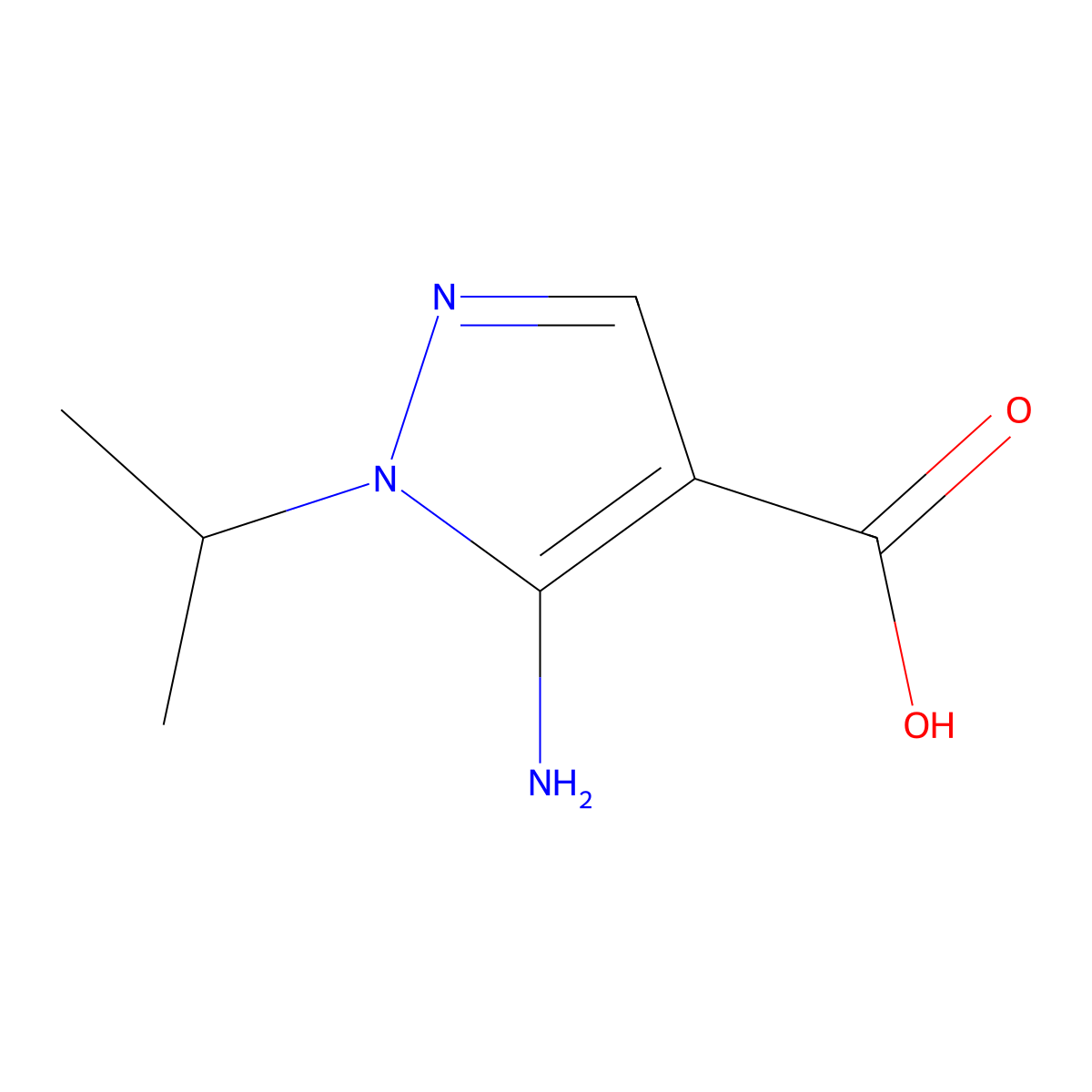 5-amino-1-(propan-2-yl)-1H-pyrazole-4-carboxylic acid molecular structure, CAS 26262-07-7