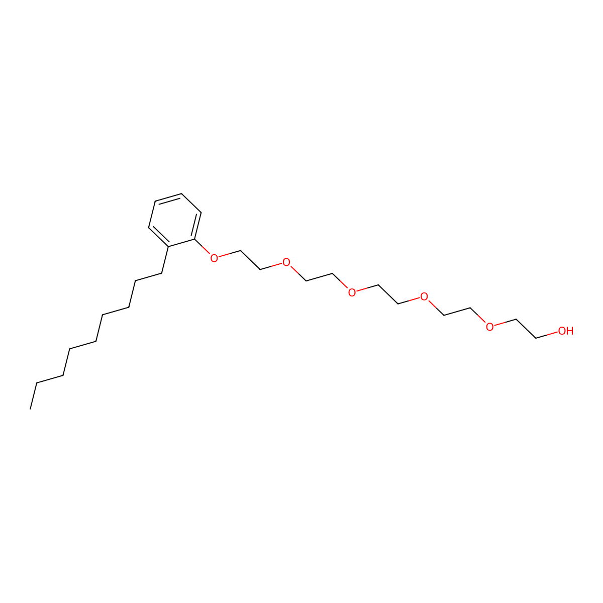 3,6,9,12-Tetraoxatetradecan-1-ol, 14-(nonylphenoxy)- molecular structure, CAS 26264-02-8