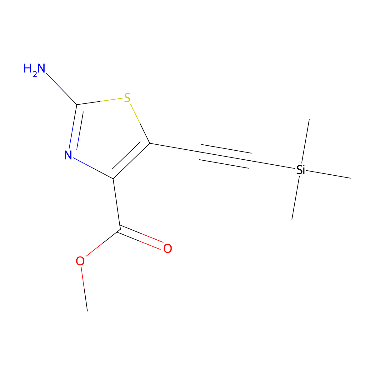 Methyl 2-amino-5-((trimethylsilyl)ethynyl)thiazole-4-carboxylate molecular structure, CAS 2626402-74-0