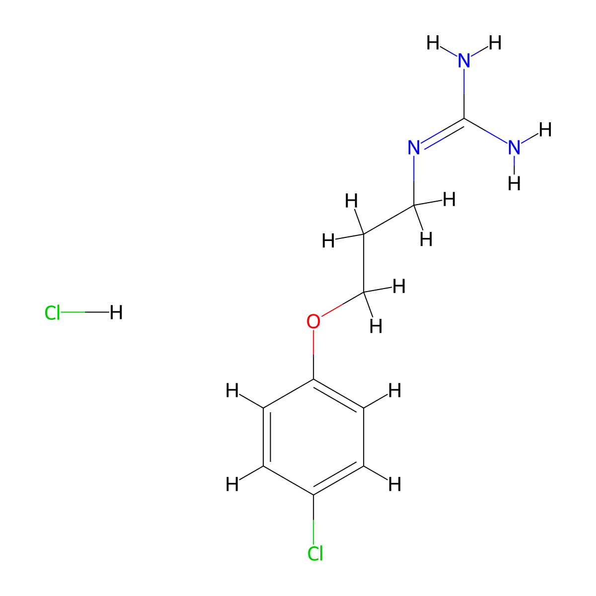 1-(3-(4-Chlorophenoxy)propyl)guanidine hydrochloride molecular structure, CAS 2626848-11-9