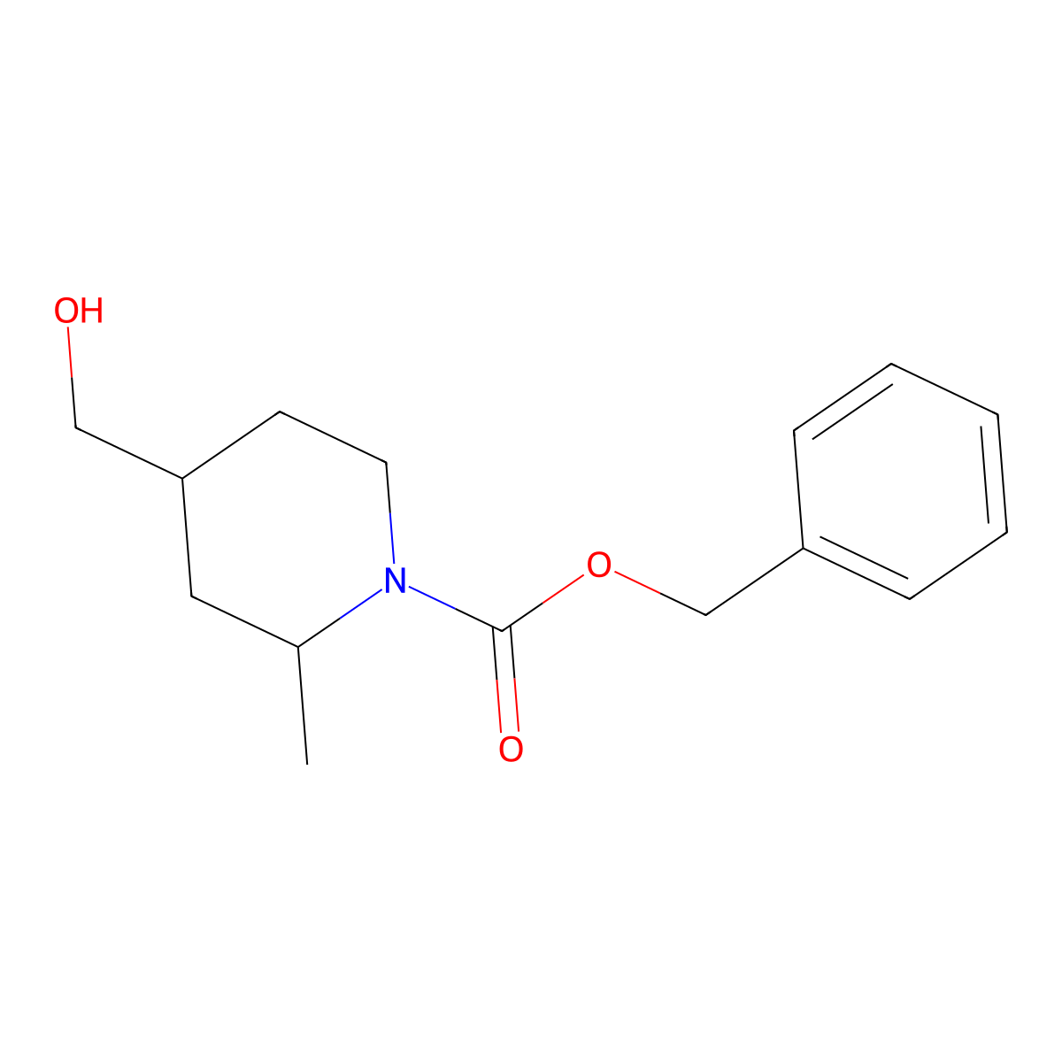 Benzyl 4-(hydroxymethyl)-2-methylpiperidine-1-carboxylate molecular structure, CAS 2626926-08-5