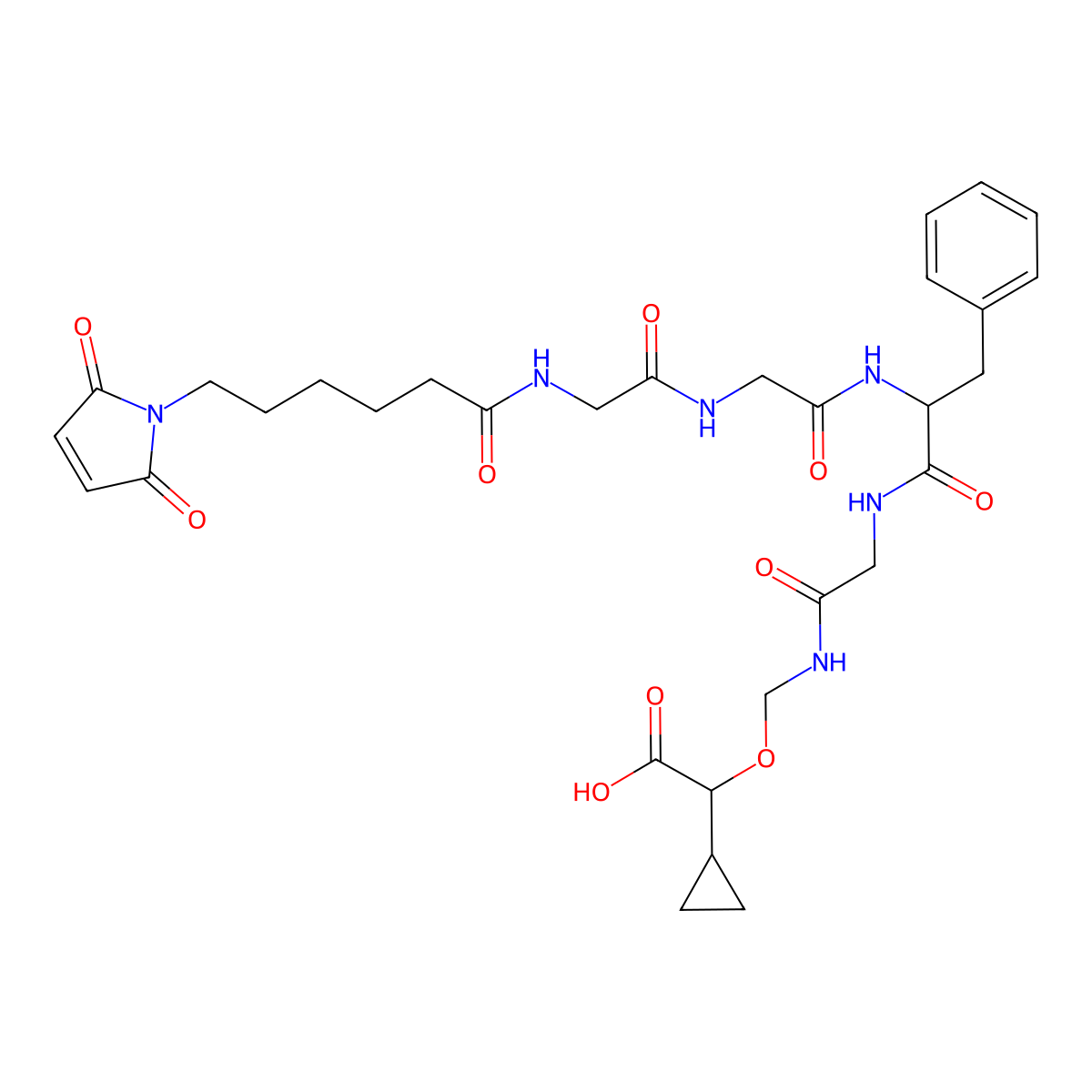 MC-GGFG-NH-CH2-O-CH2-(s-cyclopropane)-COOH molecular structure, CAS 2626930-84-3