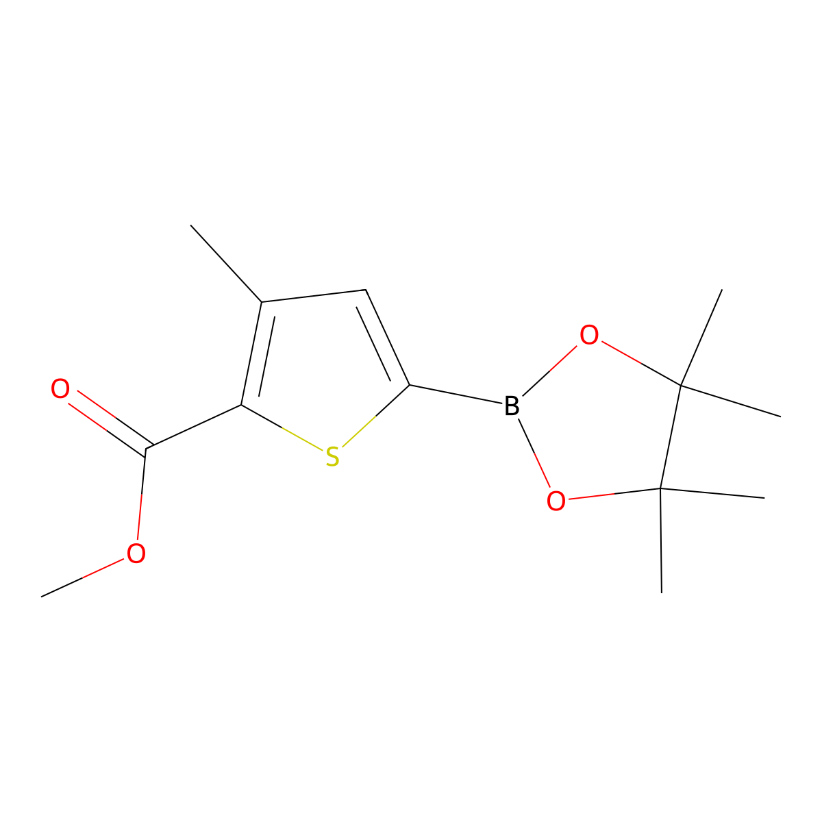 Methyl 3-methyl-5-(4,4,5,5-tetramethyl-1,3,2-dioxaborolan-2-yl)thiophene-2-carboxylate molecular structure, CAS 2626951-09-3
