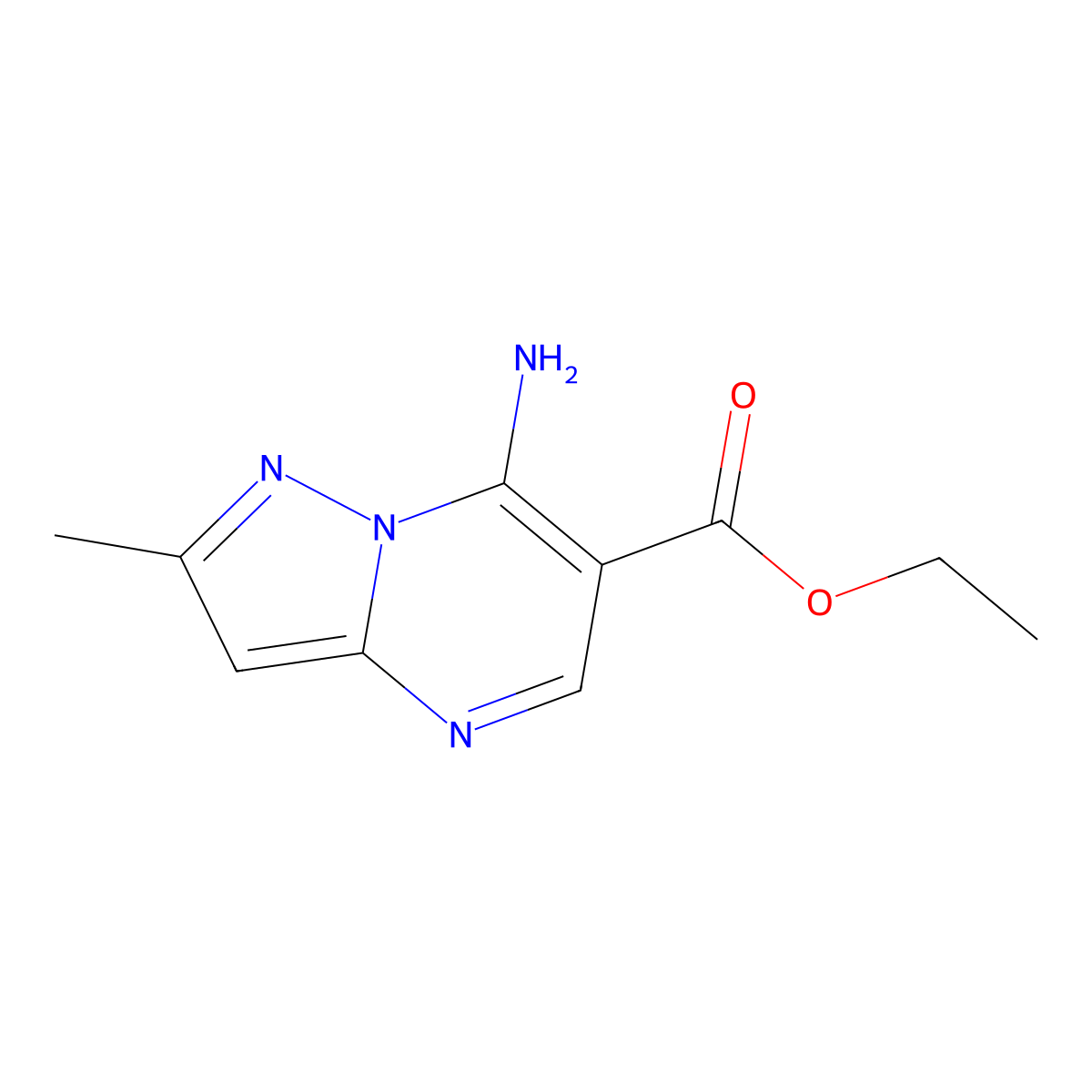 Ethyl 7-amino-2-methylpyrazolo[1,5-a]pyrimidine-6-carboxylate molecular structure, CAS 2627-58-9