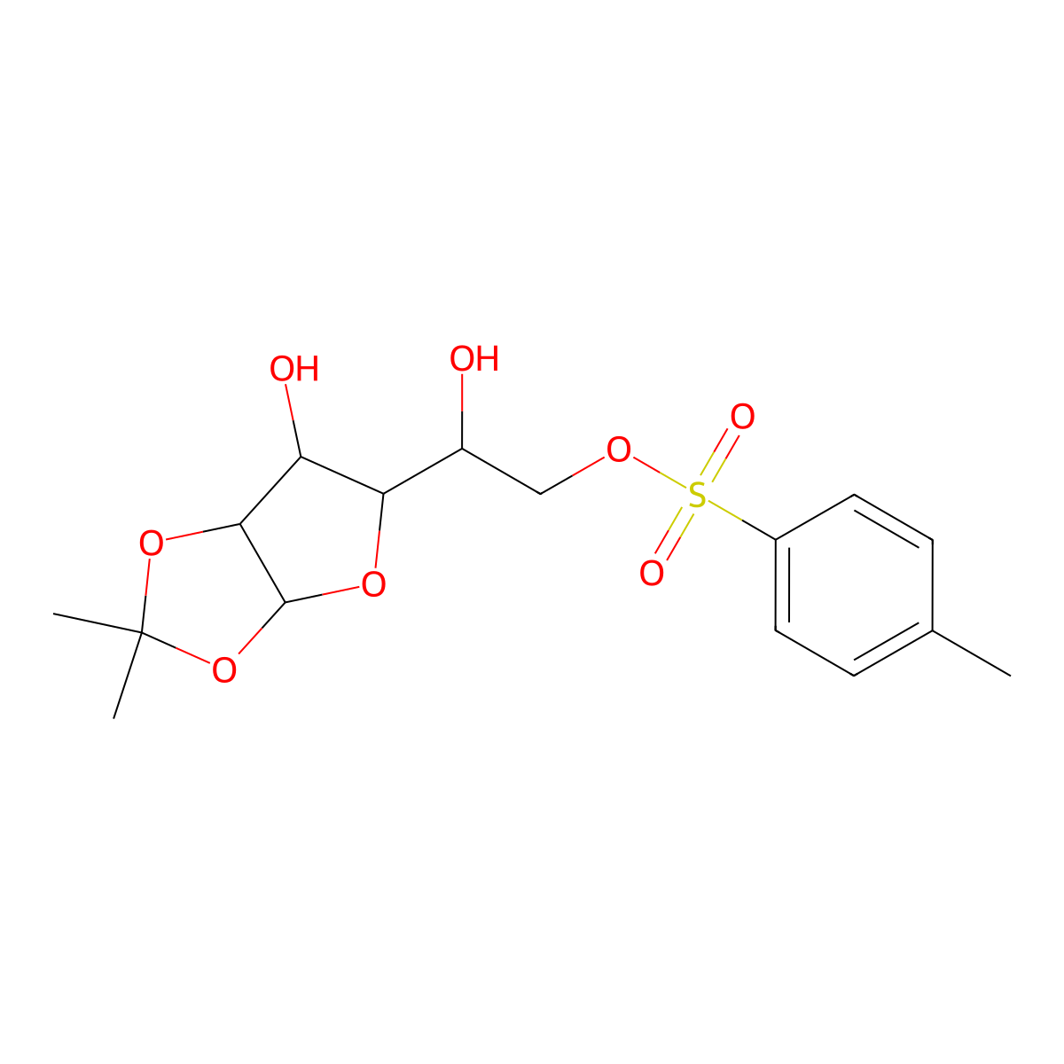 [2-Hydroxy-2-(6-hydroxy-2,2-dimethyl-3a,5,6,6a-tetrahydrofuro[2,3-d][1,3]dioxol-5-yl)ethyl] 4-methylbenzenesulfonate molecular structure, CAS 26275-20-7