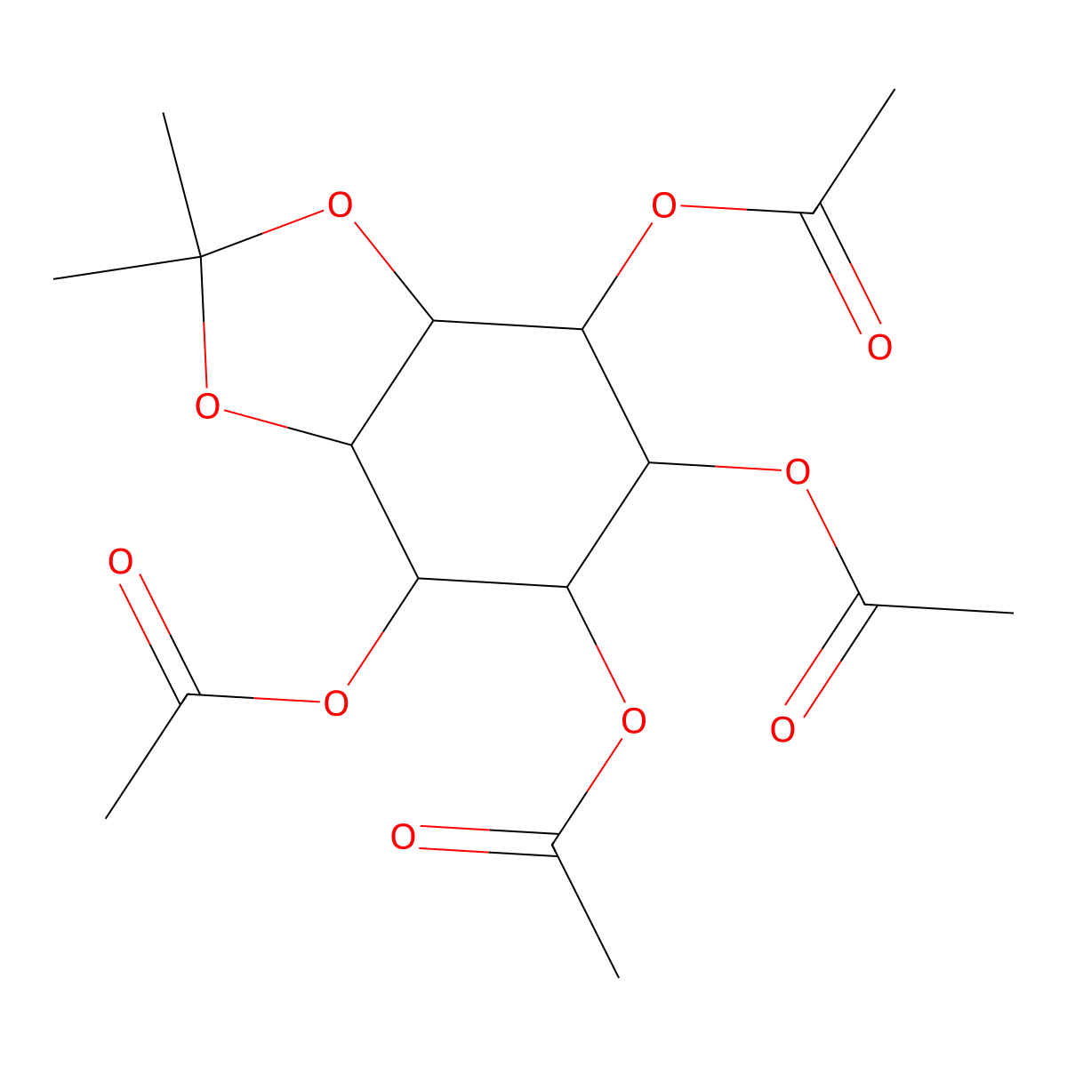 (5,6,7-Triacetyloxy-2,2-dimethyl-3a,4,5,6,7,7a-hexahydro-1,3-benzodioxol-4-yl) acetate molecular structure, CAS 26276-98-2
