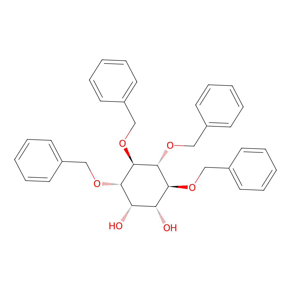 (1R,2S,3S,4R,5R,6S)-3,4,5,6-tetrakis(benzyloxy)cyclohexane-1,2-diol molecular structure, CAS 26276-99-3