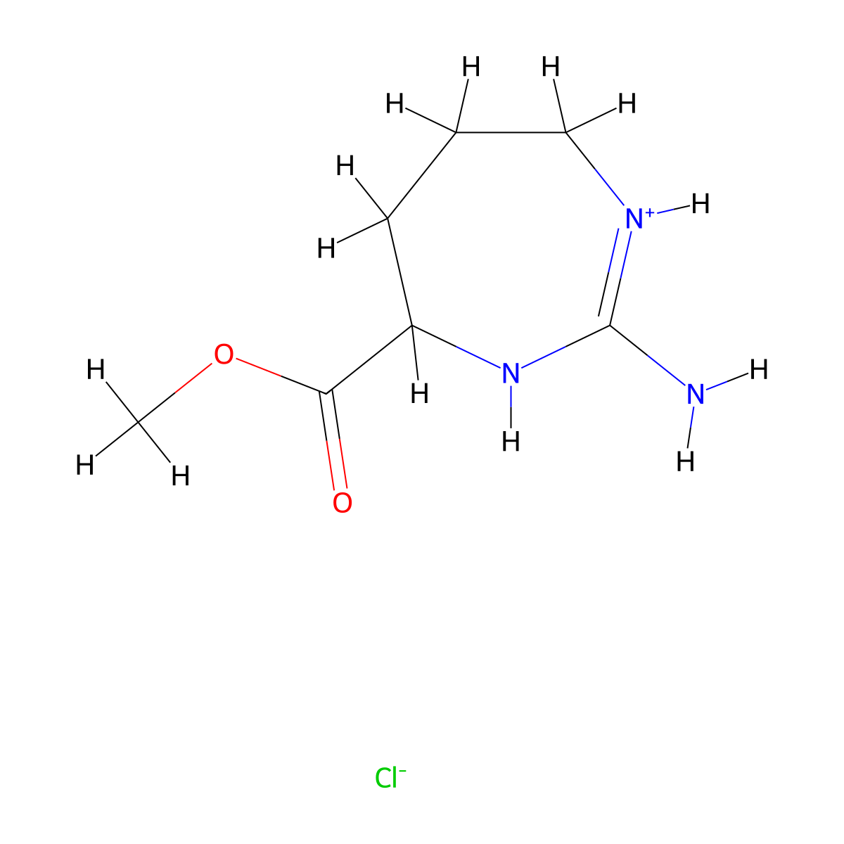 Methyl 2-imino-1,3-diazepane-4-carboxylate--hydrogen chloride (1/1) molecular structure, CAS 26281-34-5