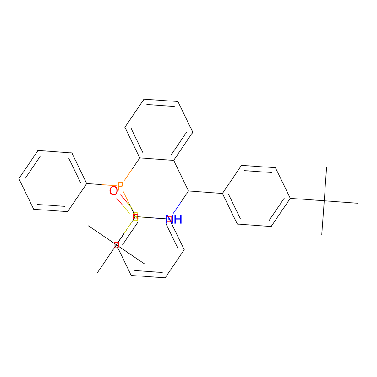 (R)-N-((S)-(4-(tert-Butyl)phenyl)(2-(diphenylphosphanyl)phenyl)methyl)-2-methylpropane-2-sulfinamide molecular structure, CAS 2628235-12-9