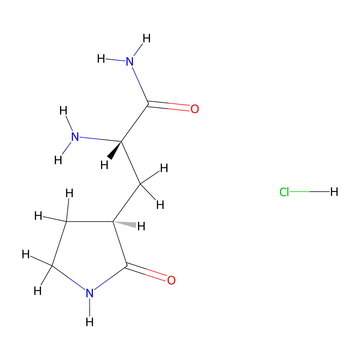 (2S)-1-amino-1-oxo-3-[(3S)-2-oxopyrrolidin-3-yl]propan-2-aminium chloride molecular structure, CAS 2628280-48-6