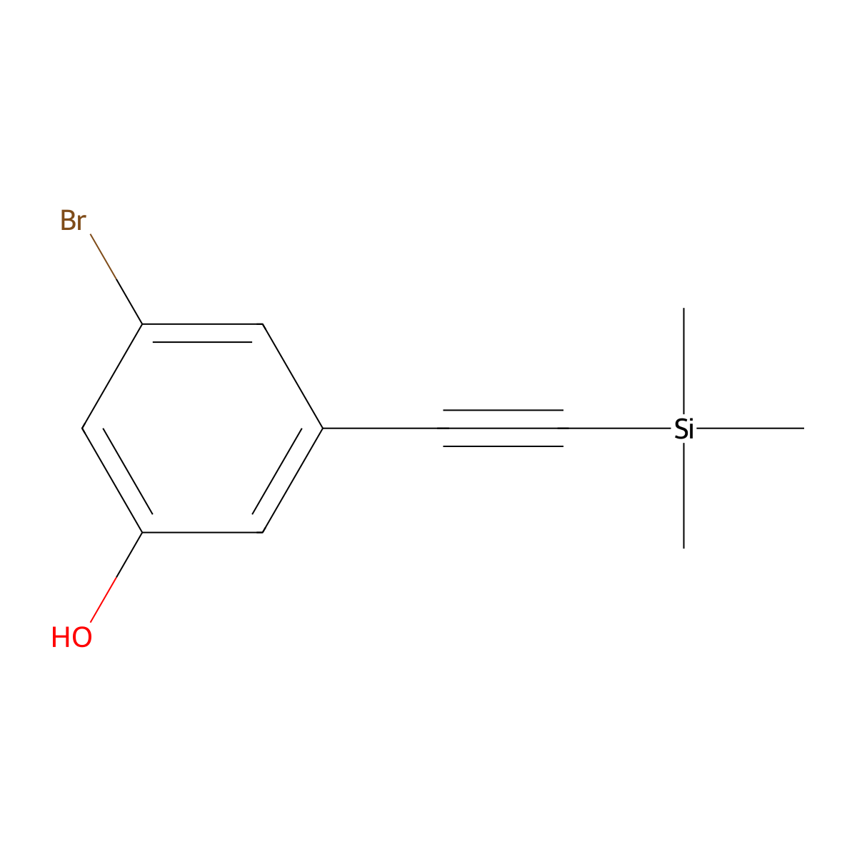 3-Bromo-5-[2-(trimethylsilyl)ethynyl]phenol molecular structure, CAS 2628336-18-3