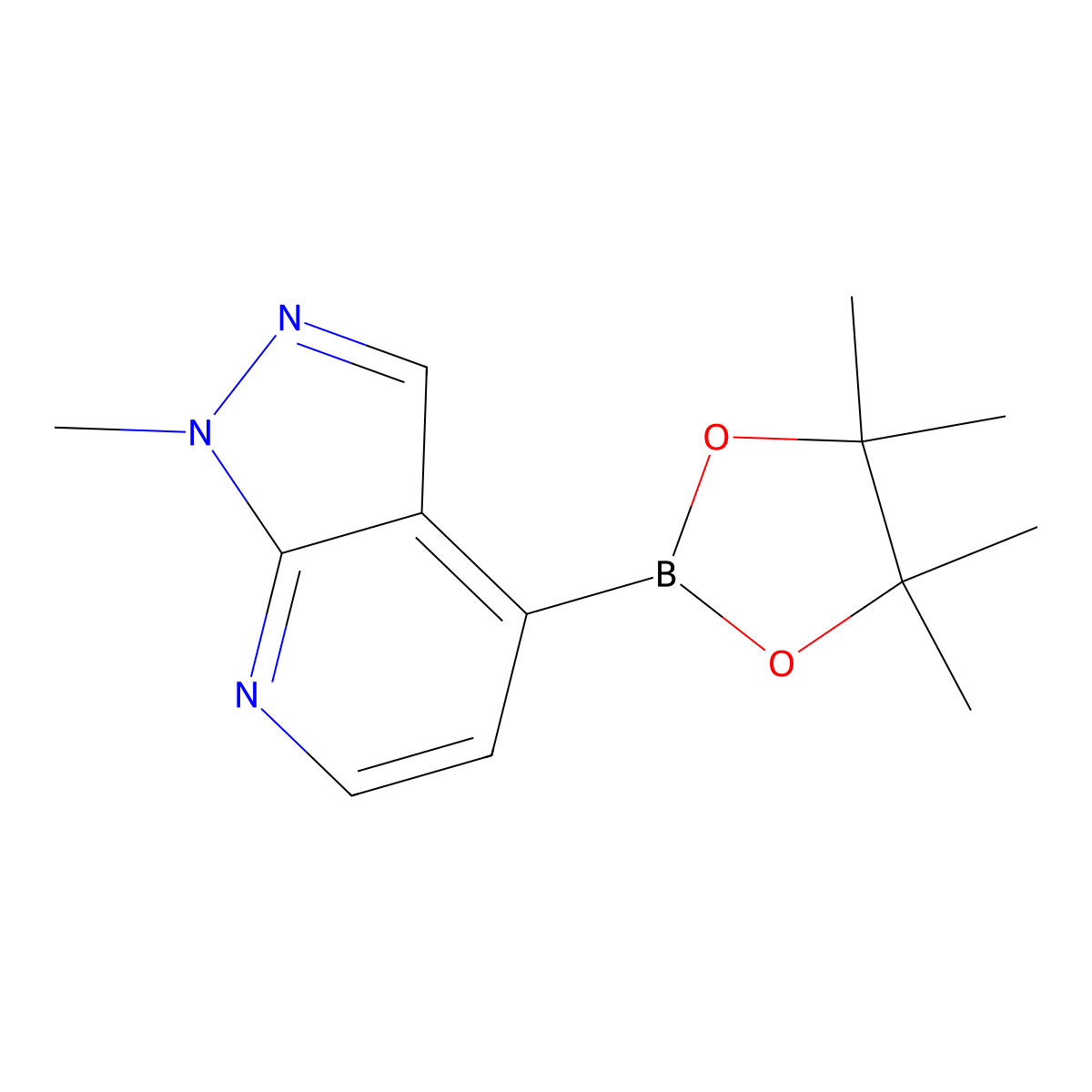 1-Methyl-4-(4,4,5,5-tetramethyl-1,3,2-dioxaborolan-2-YL)-1H-pyrazolo[3,4-B]pyridine molecular structure, CAS 2628351-55-1
