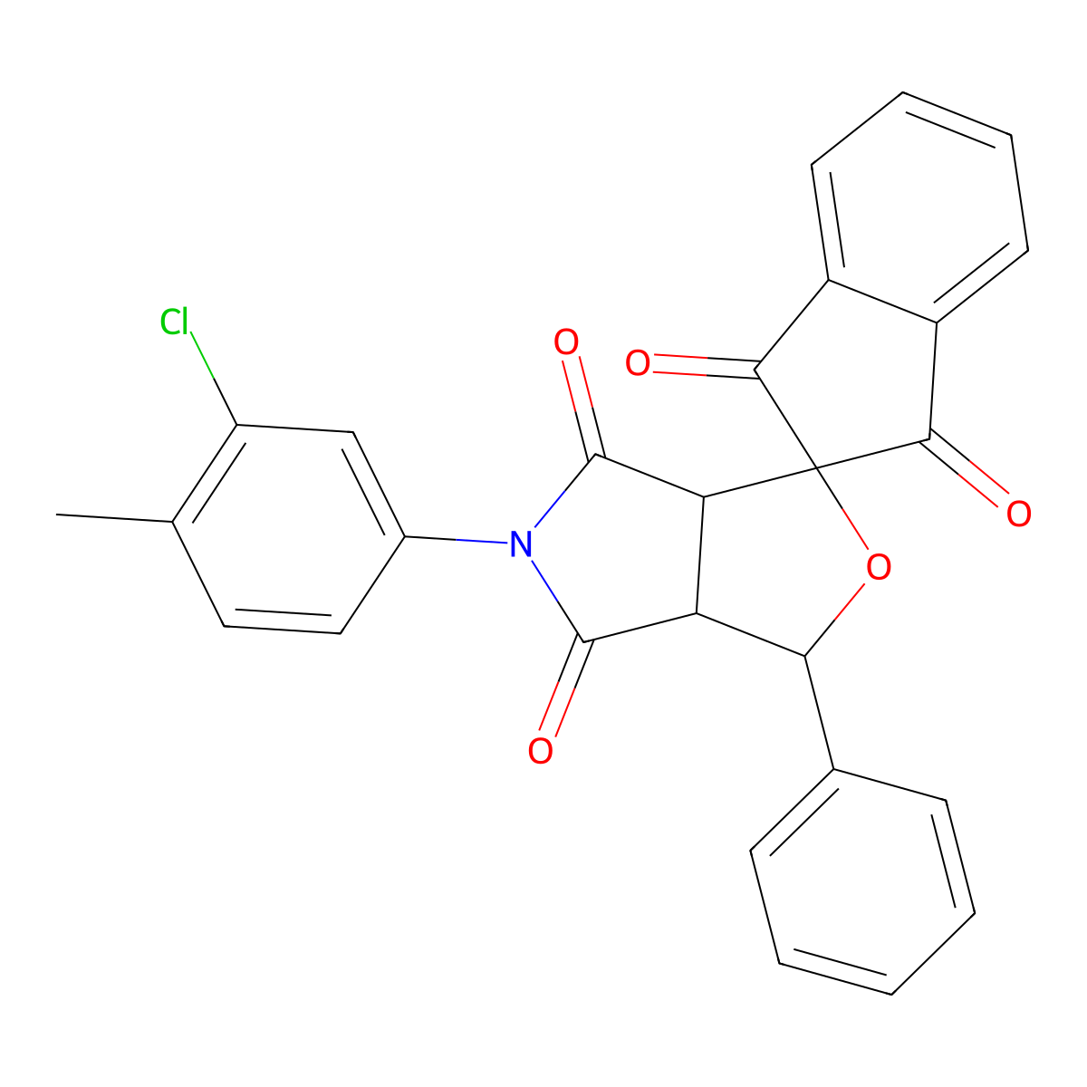 5-(3-chloro-4-methylphenyl)-1-phenylspiro[3a,6a-dihydro-1H-furo[3,4-c]pyrrole-3,2'-indene]-1',3',4,6-tetrone molecular structure, CAS 262847-97-2
