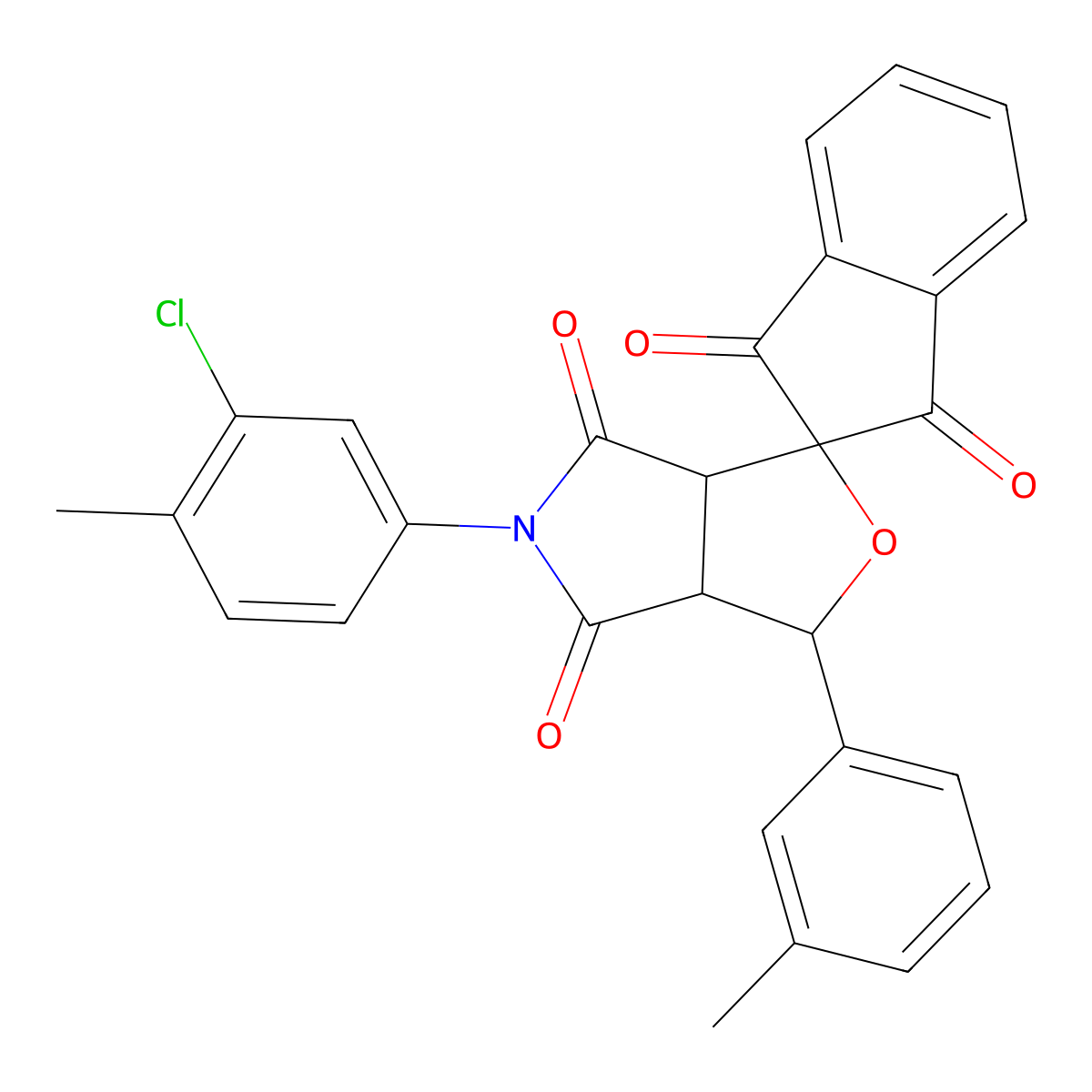 5-(3-chloro-4-methylphenyl)-1-(3-methylphenyl)spiro[3a,6a-dihydro-1H-furo[3,4-c]pyrrole-3,2'-indene]-1',3',4,6-tetrone molecular structure, CAS 262847-98-3