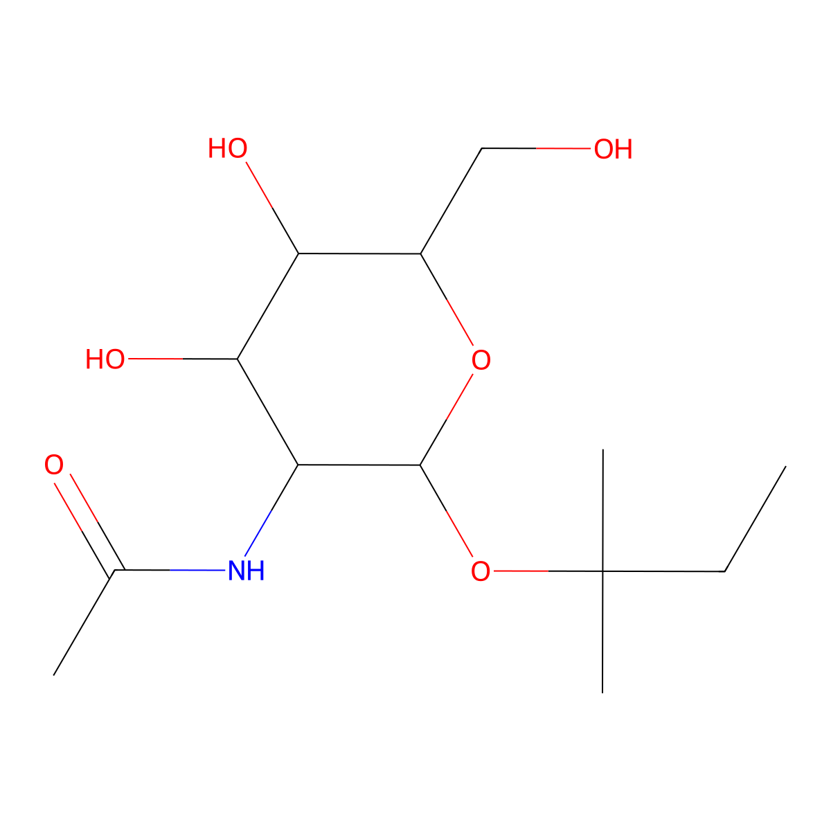 tert-Amyl 2-acetamido-2-deoxy-b-D-glucopyranoside molecular structure, CAS 262849-66-1