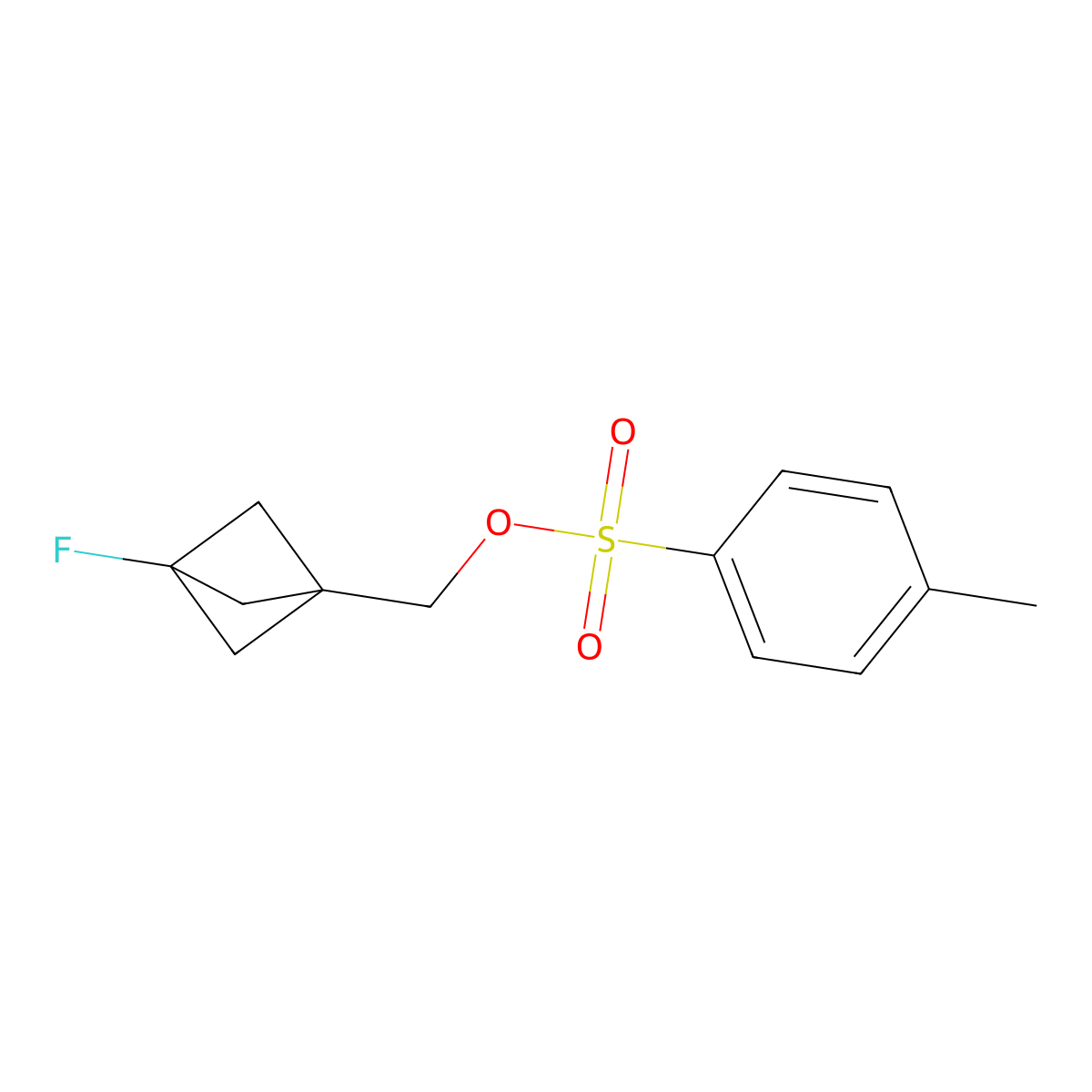 Toluene-4-sulfonic acid 3-fluoro-bicyclo[1.1.1]pent-1-ylmethyl ester molecular structure, CAS 262852-05-1