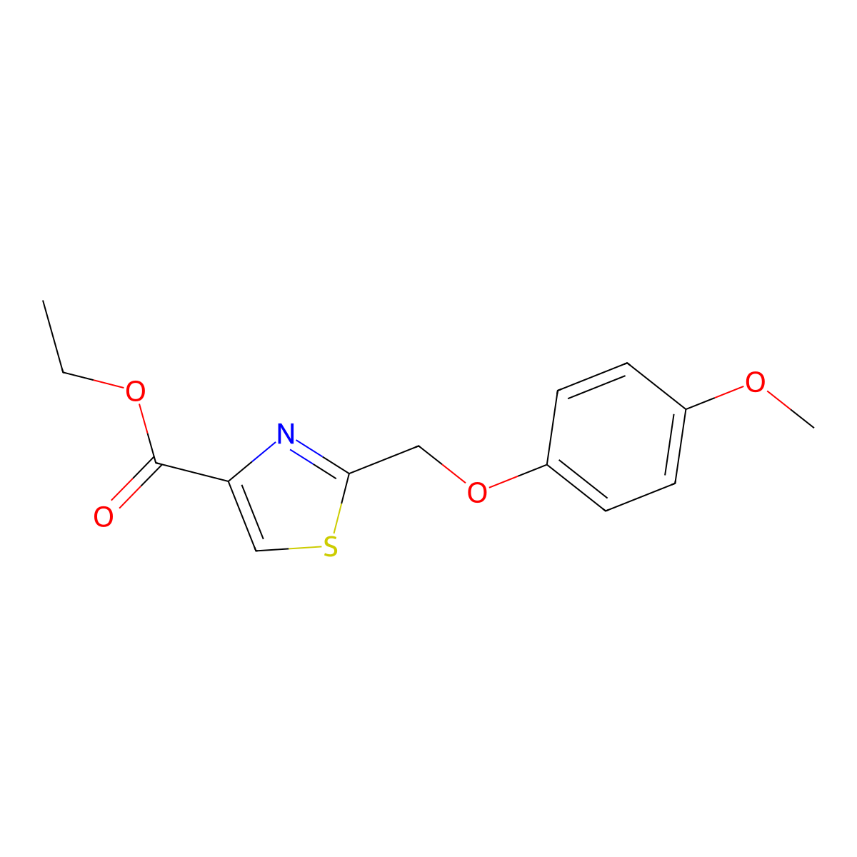 Ethyl 2-[(4-methoxyphenoxy)methyl]-1,3-thiazole-4-carboxylate molecular structure, CAS 262855-35-6