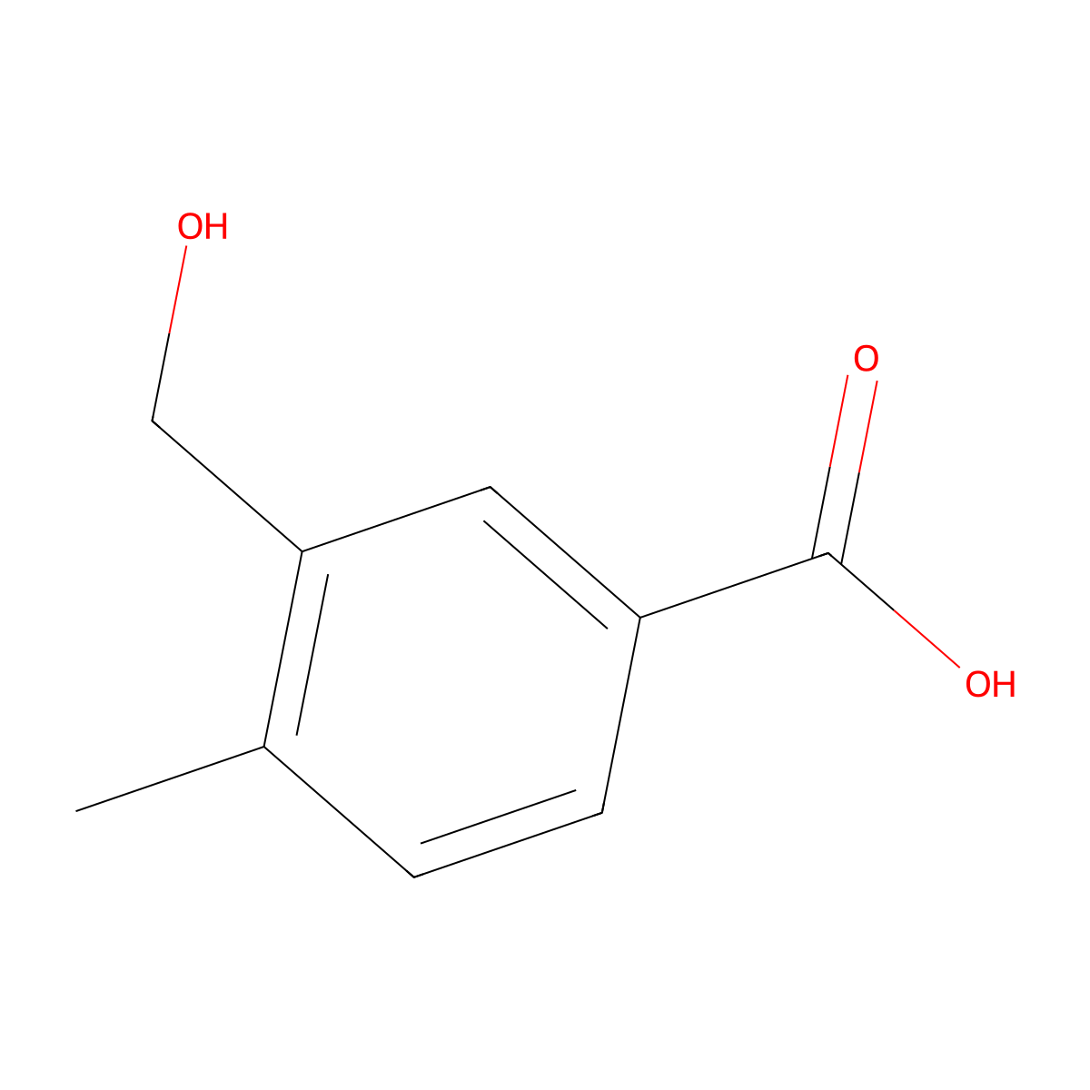 3-(Hydroxymethyl)-4-methylbenzoic acid molecular structure, CAS 262855-94-7