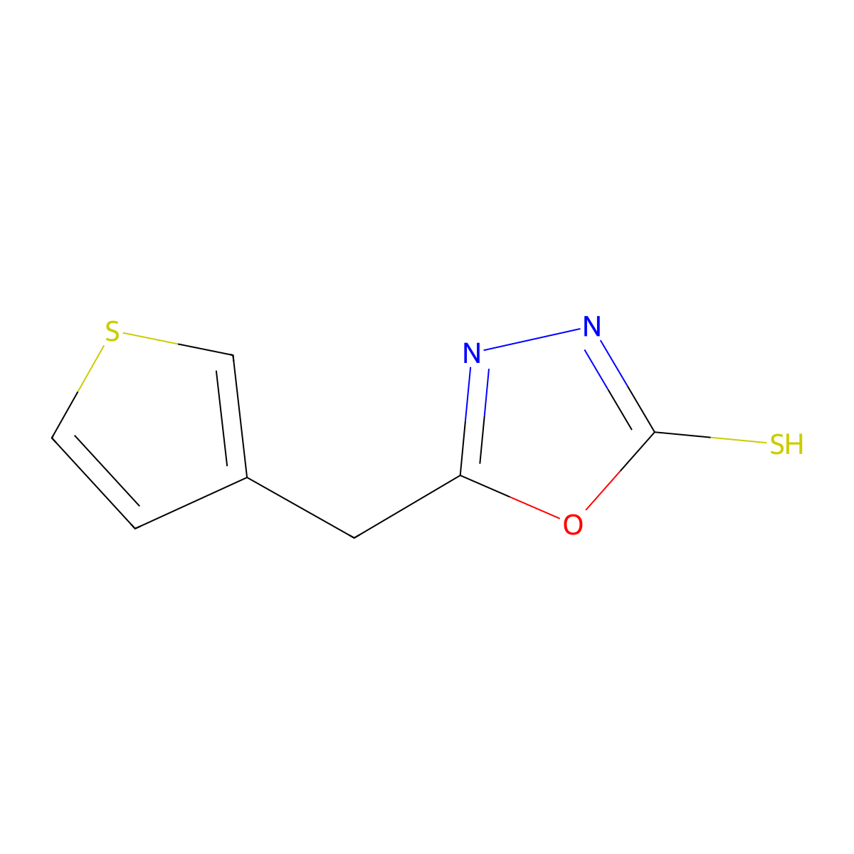 5-(3-Thienylmethyl)-1,3,4-oxadiazole-2-thiol molecular structure, CAS 262856-02-0