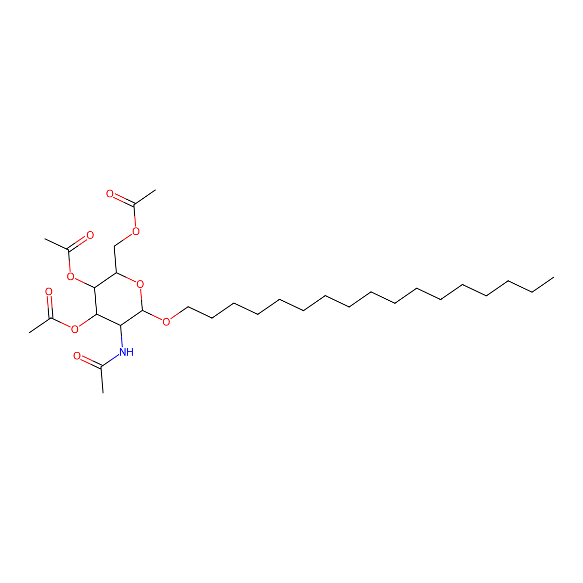 Heptadecyl 2-acetamido-3,4,6-tri-O-acetyl-2-deoxy-b-D-glucopyranoside molecular structure, CAS 262856-89-3