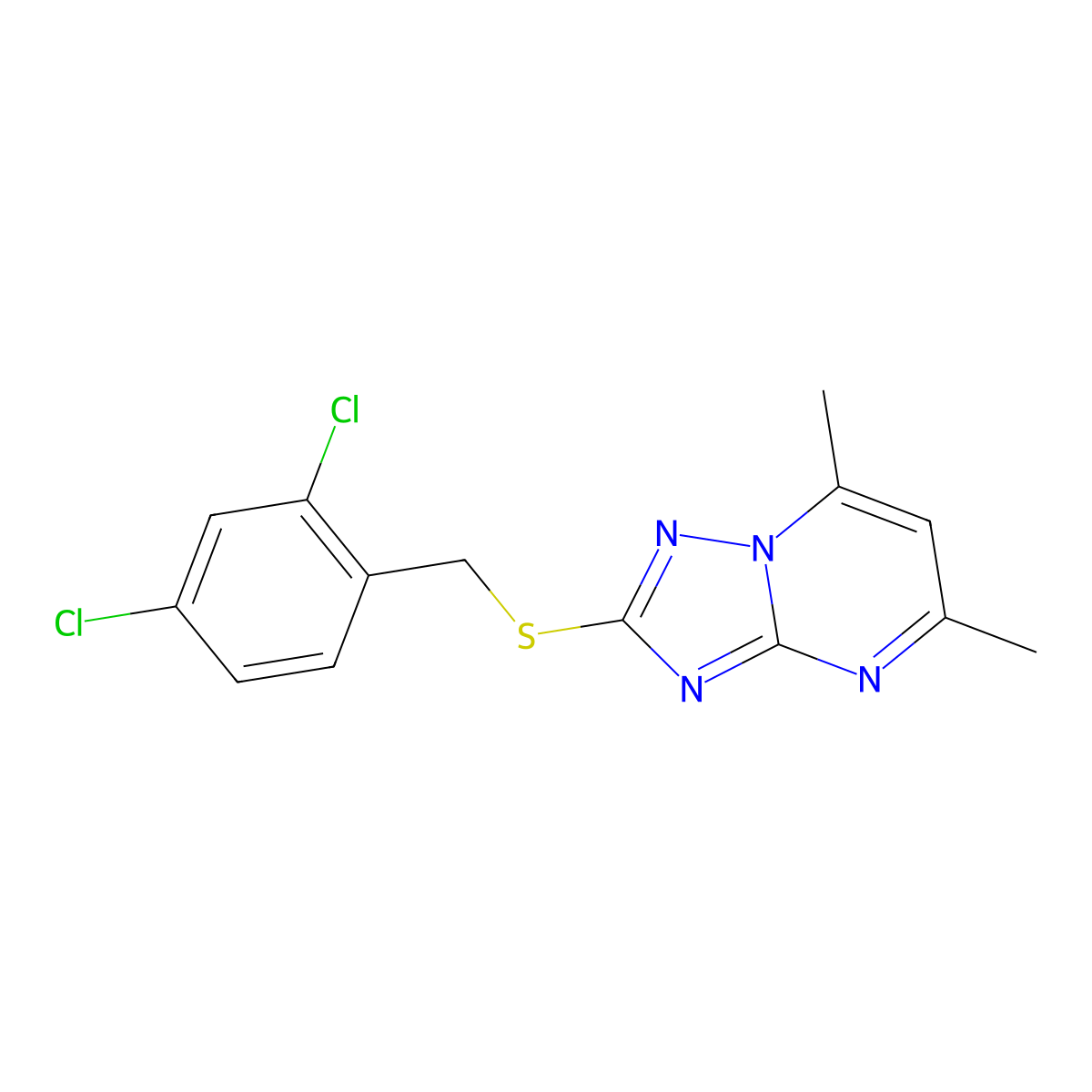 2-{[(2,4-Dichlorophenyl)methyl]sulfanyl}-5,7-dimethyl-[1,2,4]triazolo[1,5-A]pyrimidine molecular structure, CAS 262858-57-1