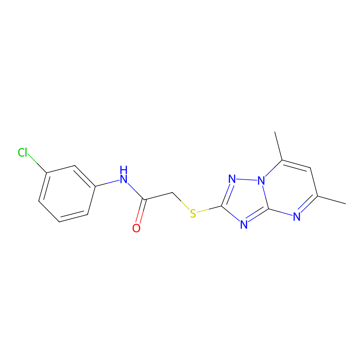 N-(3-chlorophenyl)-2-[(5,7-dimethyl[1,2,4]triazolo[1,5-a]pyrimidin-2-yl)sulfanyl]acetamide molecular structure, CAS 262858-60-6