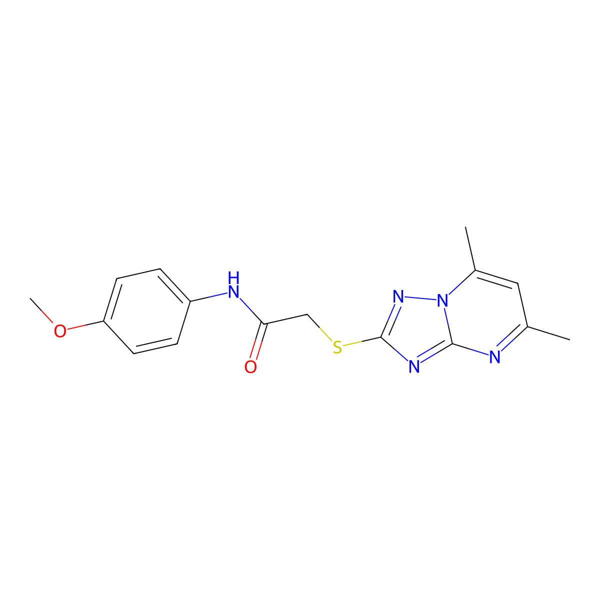 2-({5,7-dimethyl-[1,2,4]triazolo[1,5-a]pyrimidin-2-yl}sulfanyl)-N-(4-methoxyphenyl)acetamide molecular structure, CAS 262858-64-0