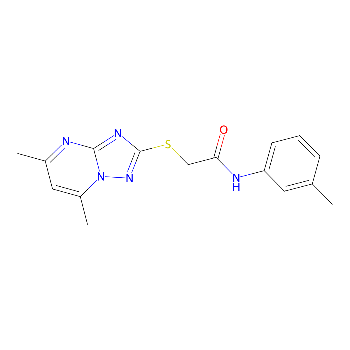 2-[(5,7-dimethyl[1,2,4]triazolo[1,5-a]pyrimidin-2-yl)sulfanyl]-N-(3-methylphenyl)acetamide molecular structure, CAS 262858-71-9
