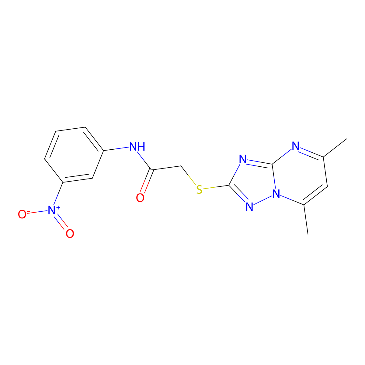 2-[(5,7-dimethyl-[1,2,4]triazolo[1,5-a]pyrimidin-2-yl)sulfanyl]-N-(3-nitrophenyl)acetamide molecular structure, CAS 262858-73-1