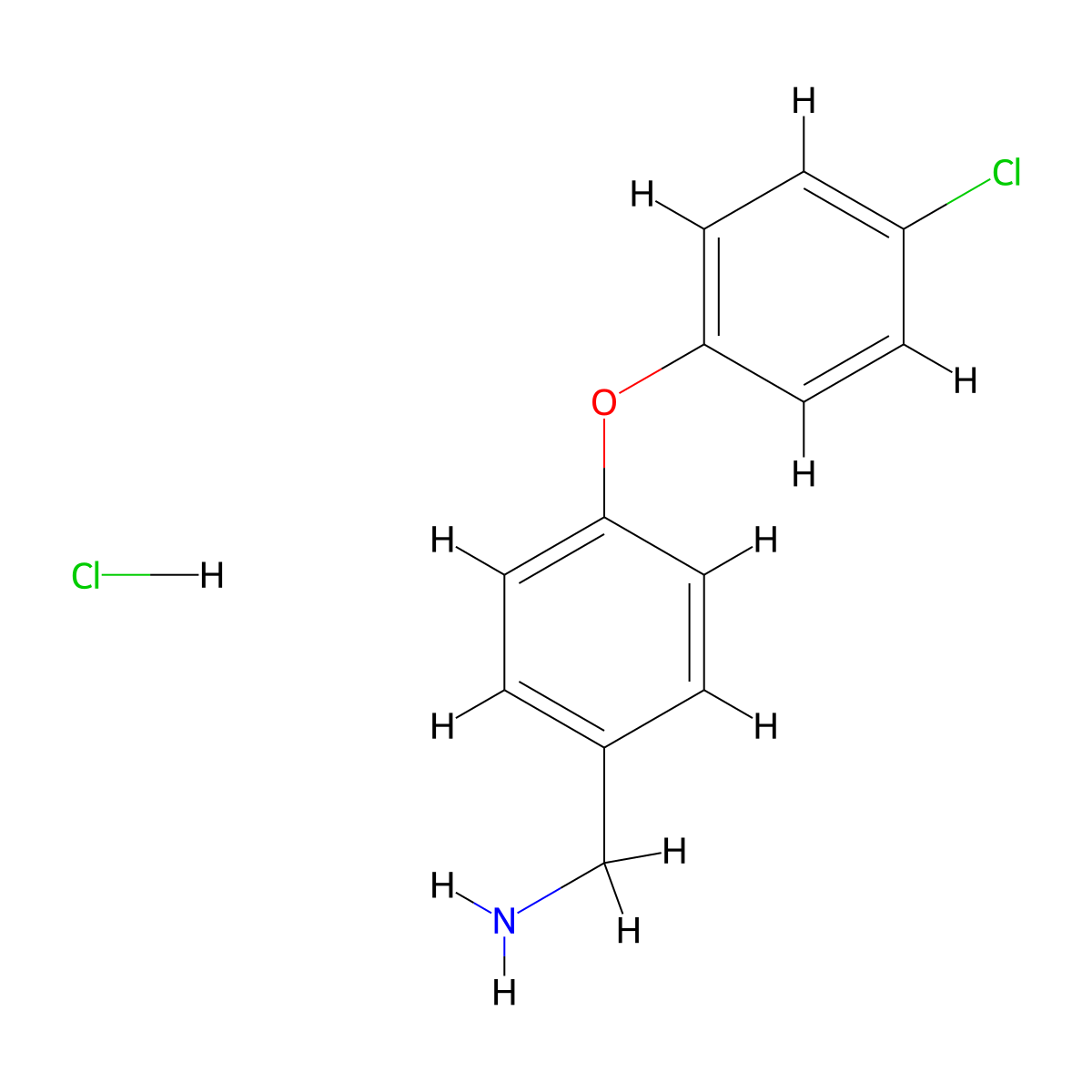 (4-(4-Chlorophenoxy)phenyl)methanamine hydrochloride molecular structure, CAS 262862-71-5