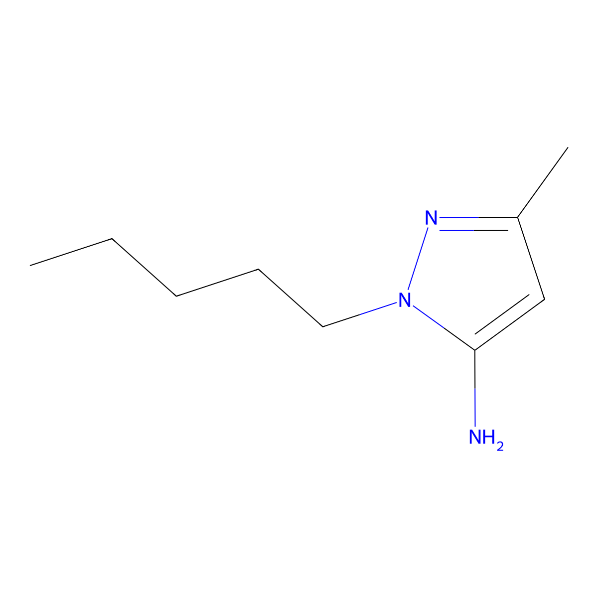 3-methyl-1-pentyl-1H-pyrazol-5-amine molecular structure, CAS 2629-98-3