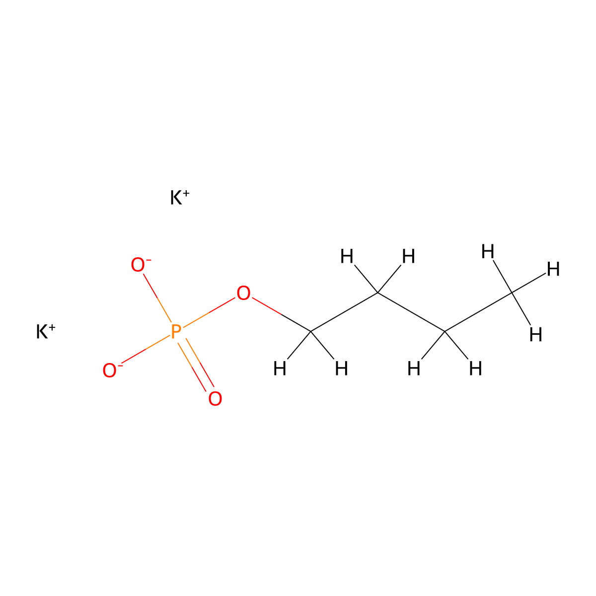 Dipotassium butyl phosphate molecular structure, CAS 26290-70-0