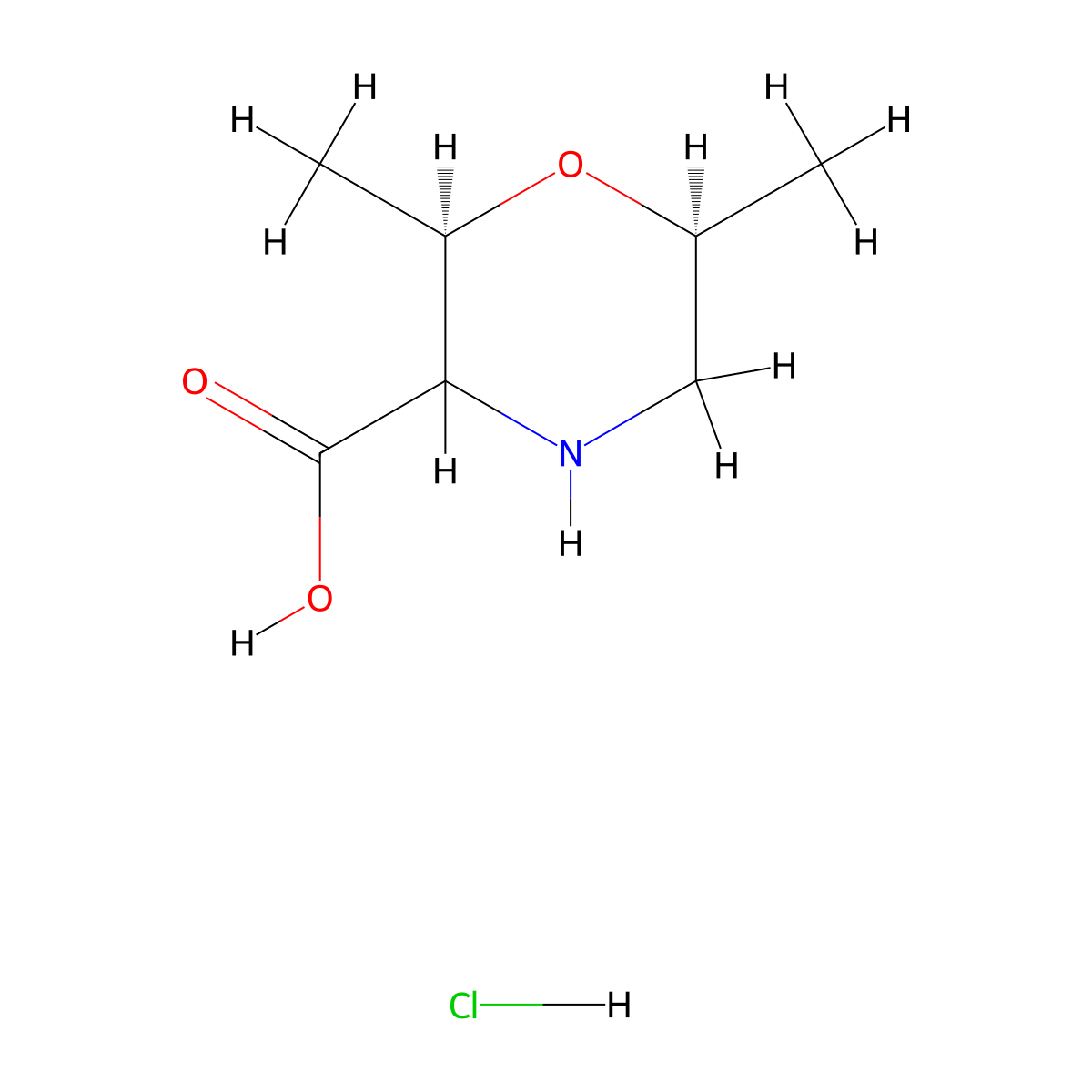 (2R,6S)-2,6-dimethylmorpholine-3-carboxylicacidhydrochloride molecular structure, CAS 2629189-08-6