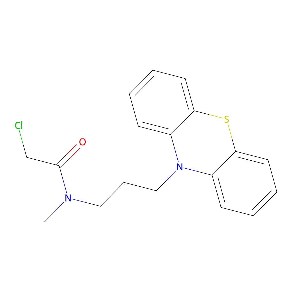 2-chloro-N-methyl-N-(3-phenothiazin-10-ylpropyl)acetamide molecular structure, CAS 2629218-24-0