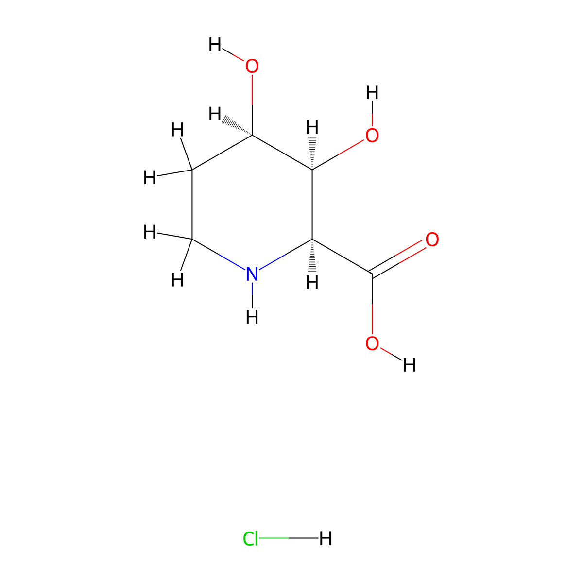 rac-(2R,3R,4S)-3,4-dihydroxypiperidine-2-carboxylicacidhydrochloride molecular structure, CAS 2629224-47-9