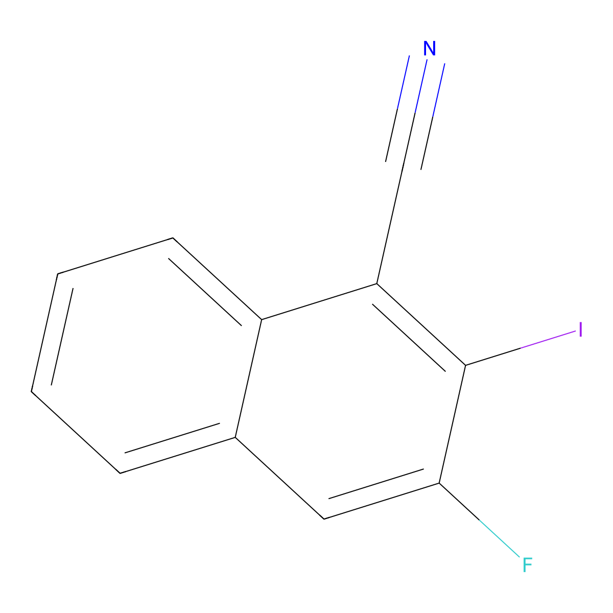 3-Fluoro-2-iodo-1-naphthonitrile molecular structure, CAS 2629318-43-8