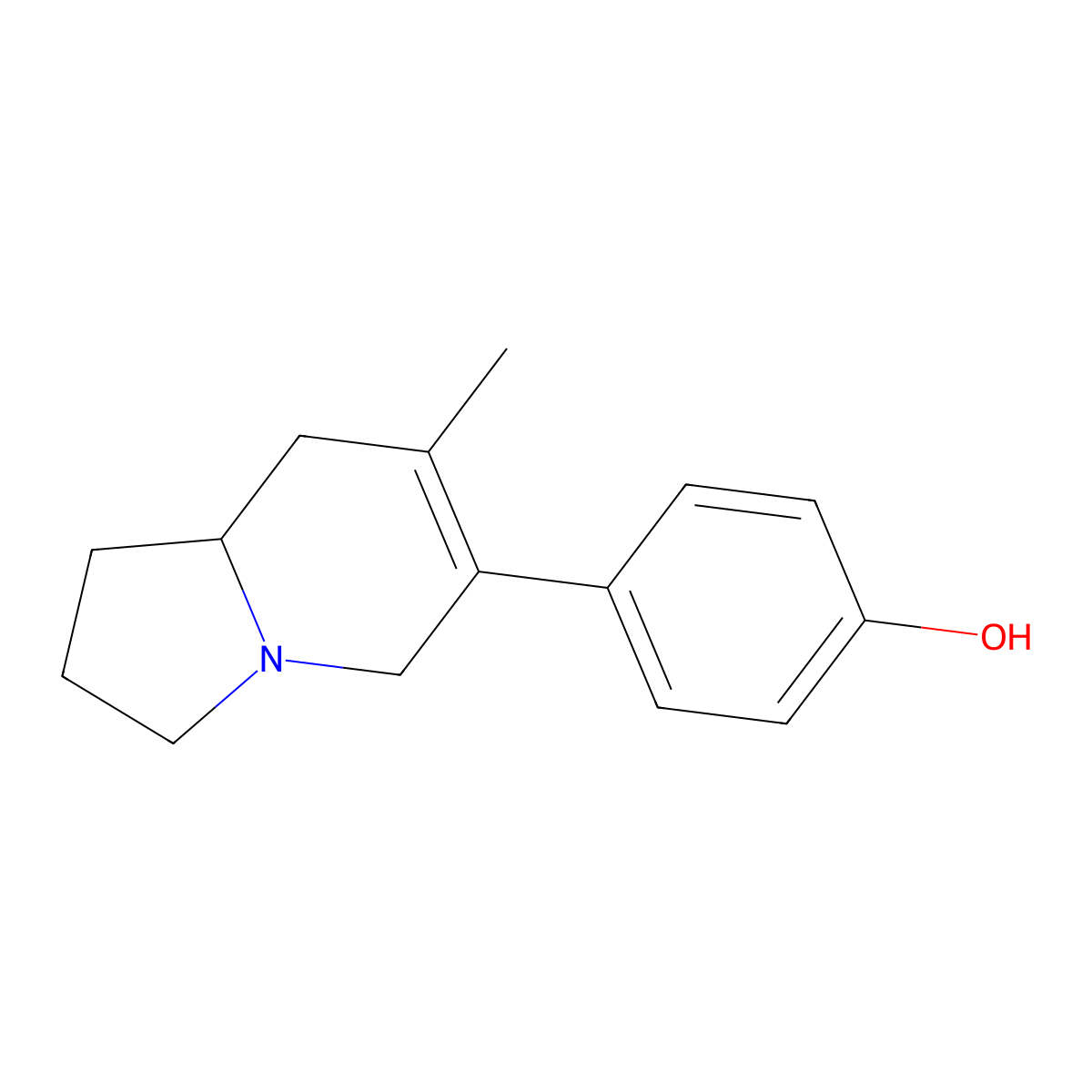 4-(1,2,3,5,8,8a-Hexahydro-7-methyl-6-indolizinyl)phenol molecular structure, CAS 26294-41-7