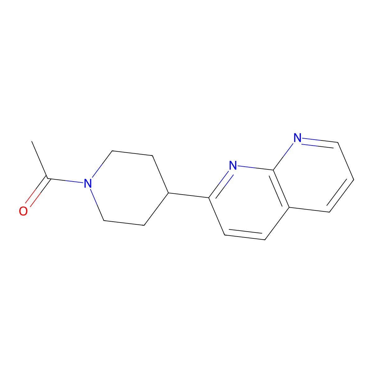 1-[4-(1,8-Naphthyridin-2-yl)piperidin-1-yl]ethan-1-one molecular structure, CAS 2629410-91-7